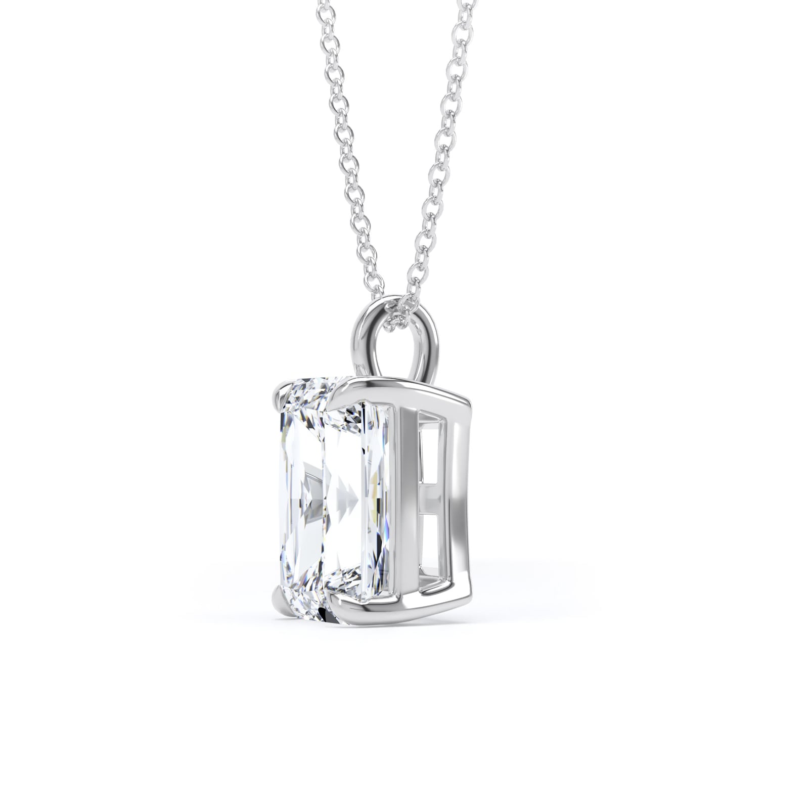 Goldsmiths 9ct White Gold 2.00cttw Radiant Cut Solitaire Lab Grown Diamond Pendant Goldsmiths 9ct White Gold 2.00cttw Radiant Cut Solitaire Lab Grown Diamond Pendant