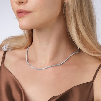 Goldsmiths 9ct White Gold 6.00cttw Lab Grown Diamond Line Necklace