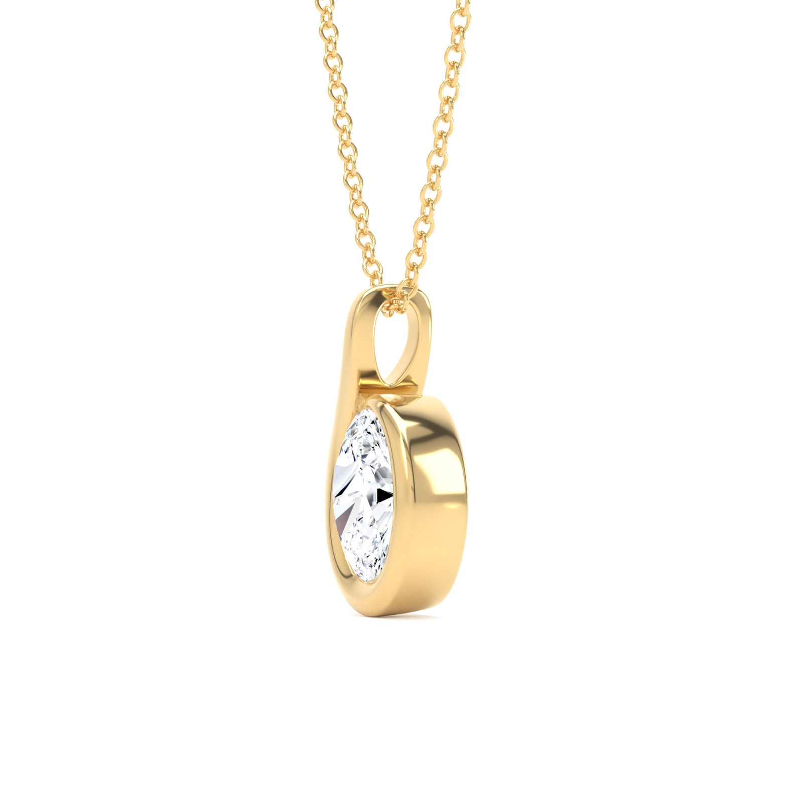 Goldsmiths 9ct Yellow Gold 0.75cttw Oval Cut Lab Grown Diamond Solitaire Fluid Pendant Goldsmiths 9ct Yellow Gold 0.75cttw Oval Cut Lab Grown Diamond Solitaire Fluid Pendant