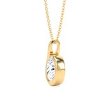 Goldsmiths 9ct Yellow Gold 0.75cttw Oval Cut Lab Grown Diamond Solitaire Fluid Pendant