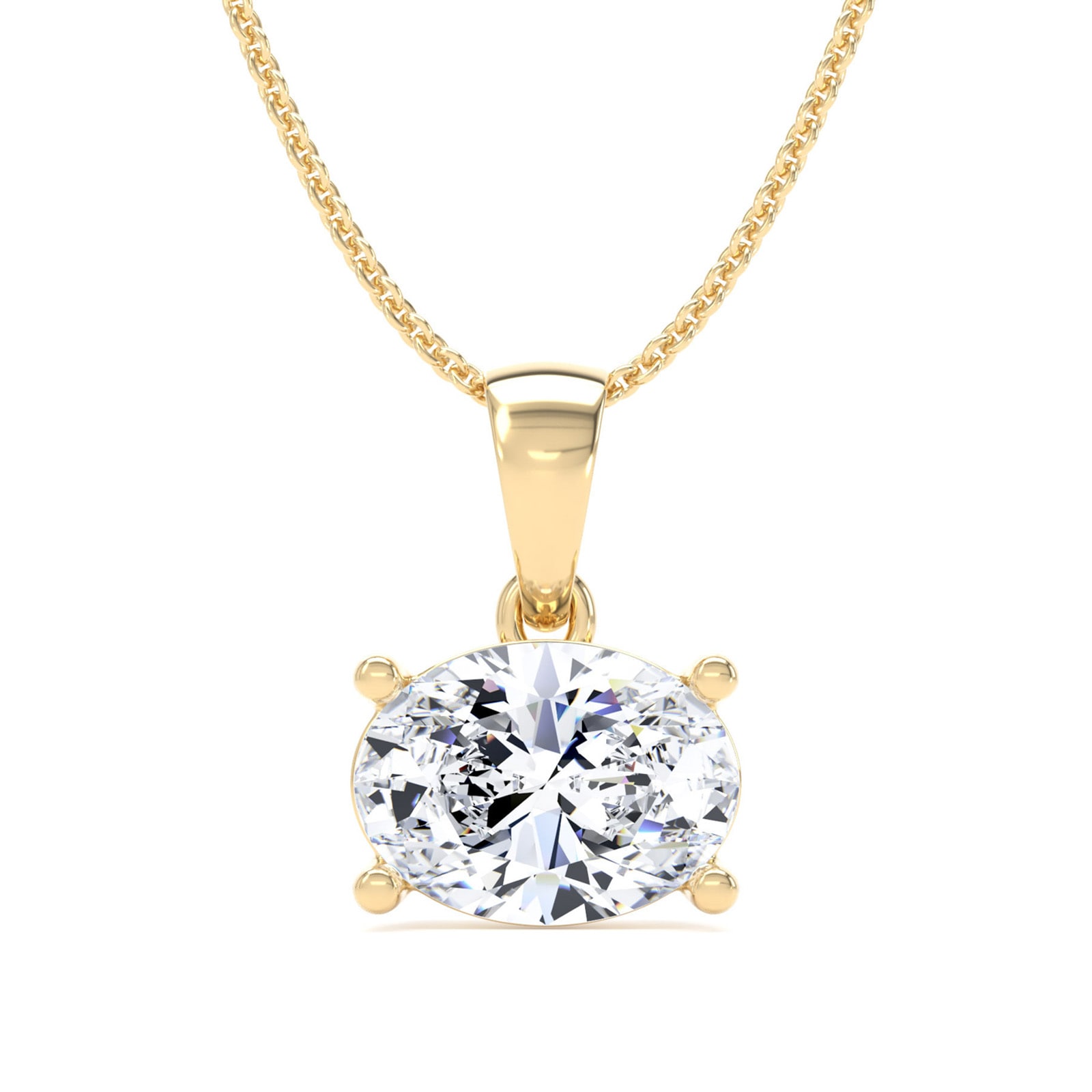 Goldsmiths 9ct Yellow Gold 2.00cttw Horizontal Oval Cut Lab Grown Diamond Solitaire Pendant Goldsmiths 9ct Yellow Gold 2.00cttw Horizontal Oval Cut Lab Grown Diamond Solitaire Pendant