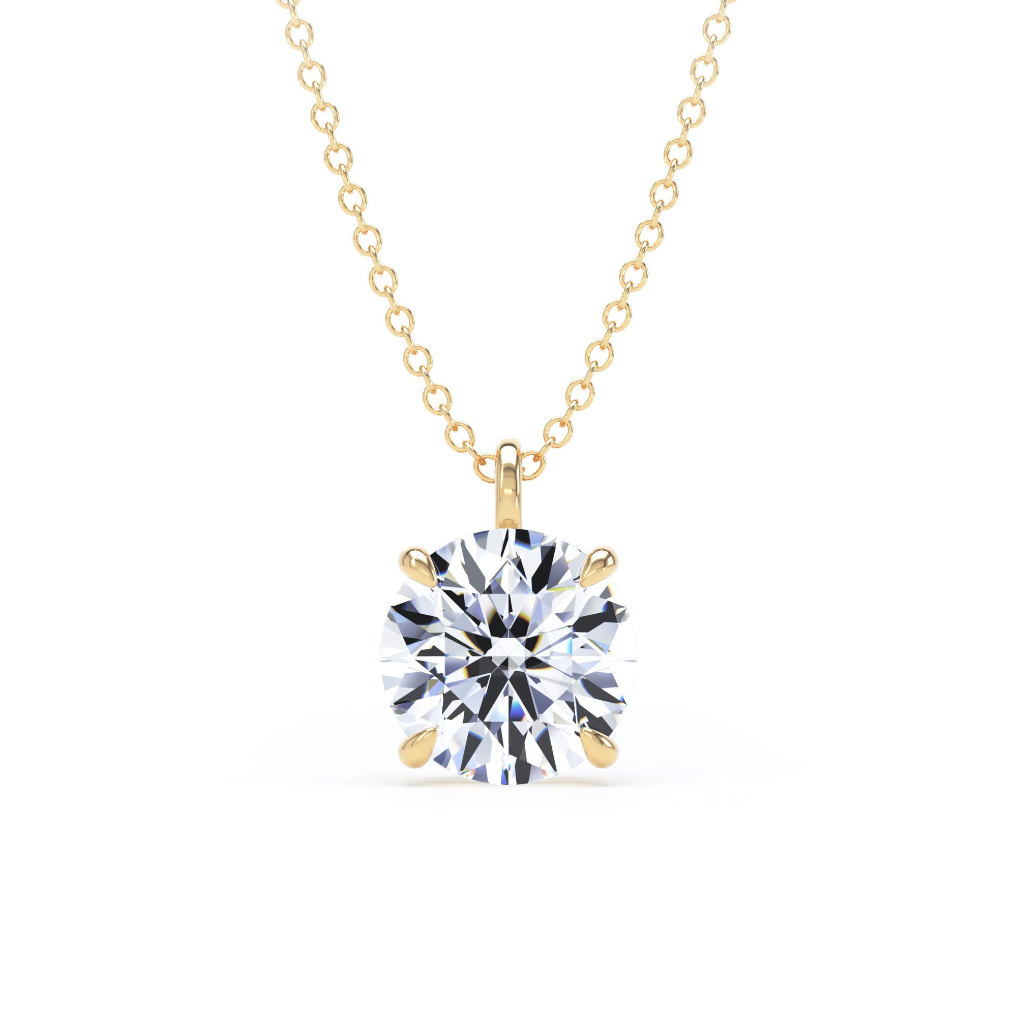 9ct Yellow Gold 2.00cttw Brilliant Cut Lab Grown Diamond Solitaire Pendant