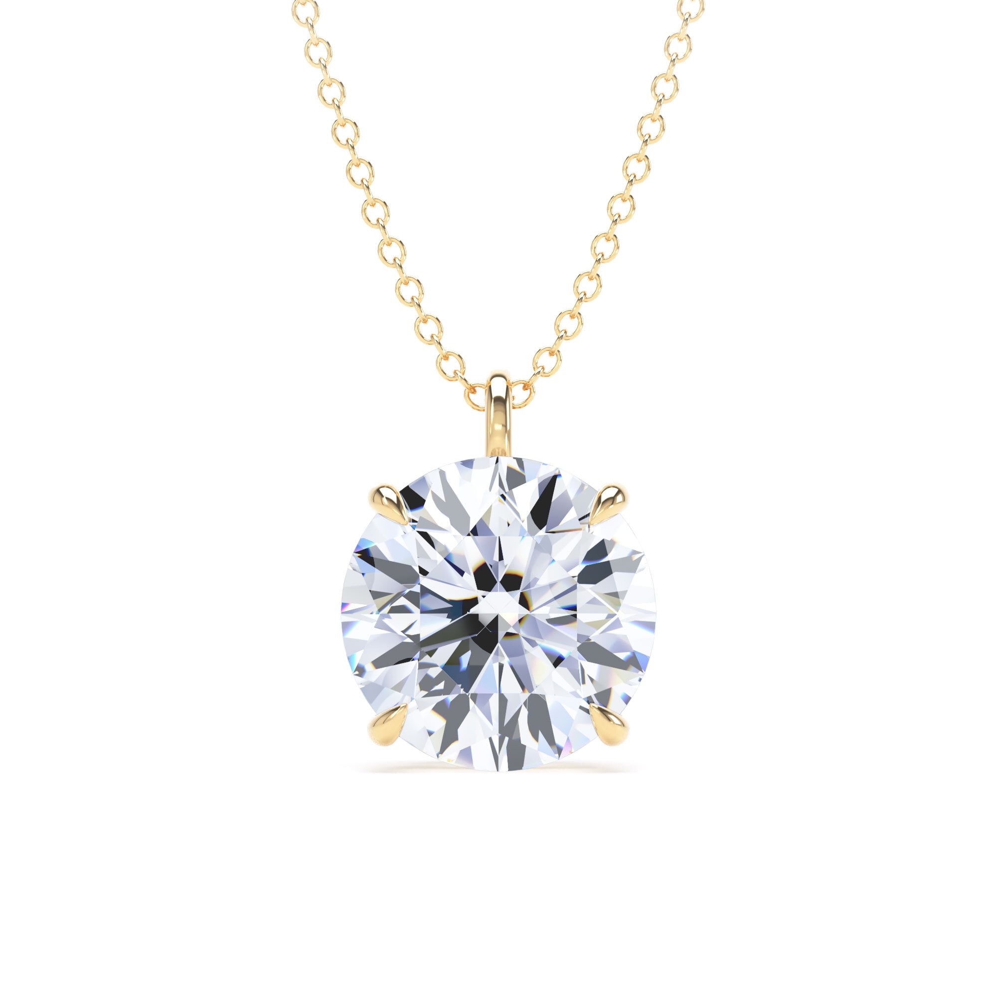 9ct Yellow Gold 4.00cttw Brilliant Cut Lab Grown Diamond Solitaire Pendant