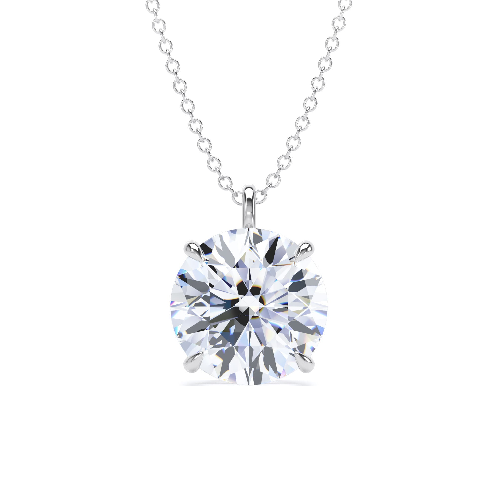 18ct White Gold 4.00cttw Brilliant Cut Lab Grown Diamond Solitaire Pendant