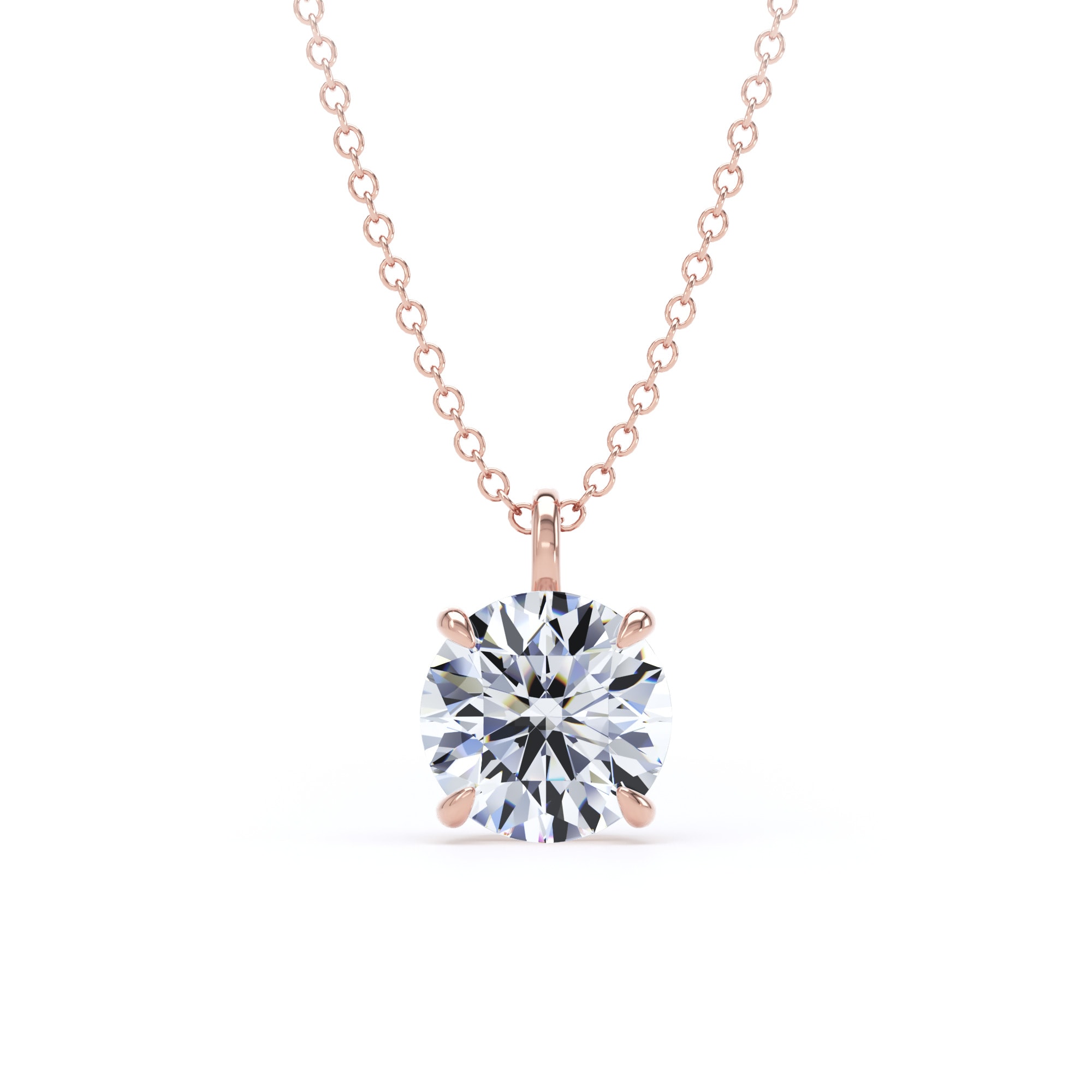 18ct Rose Gold 1.50cttw Brilliant Cut Lab Grown Diamond Solitaire Pendant