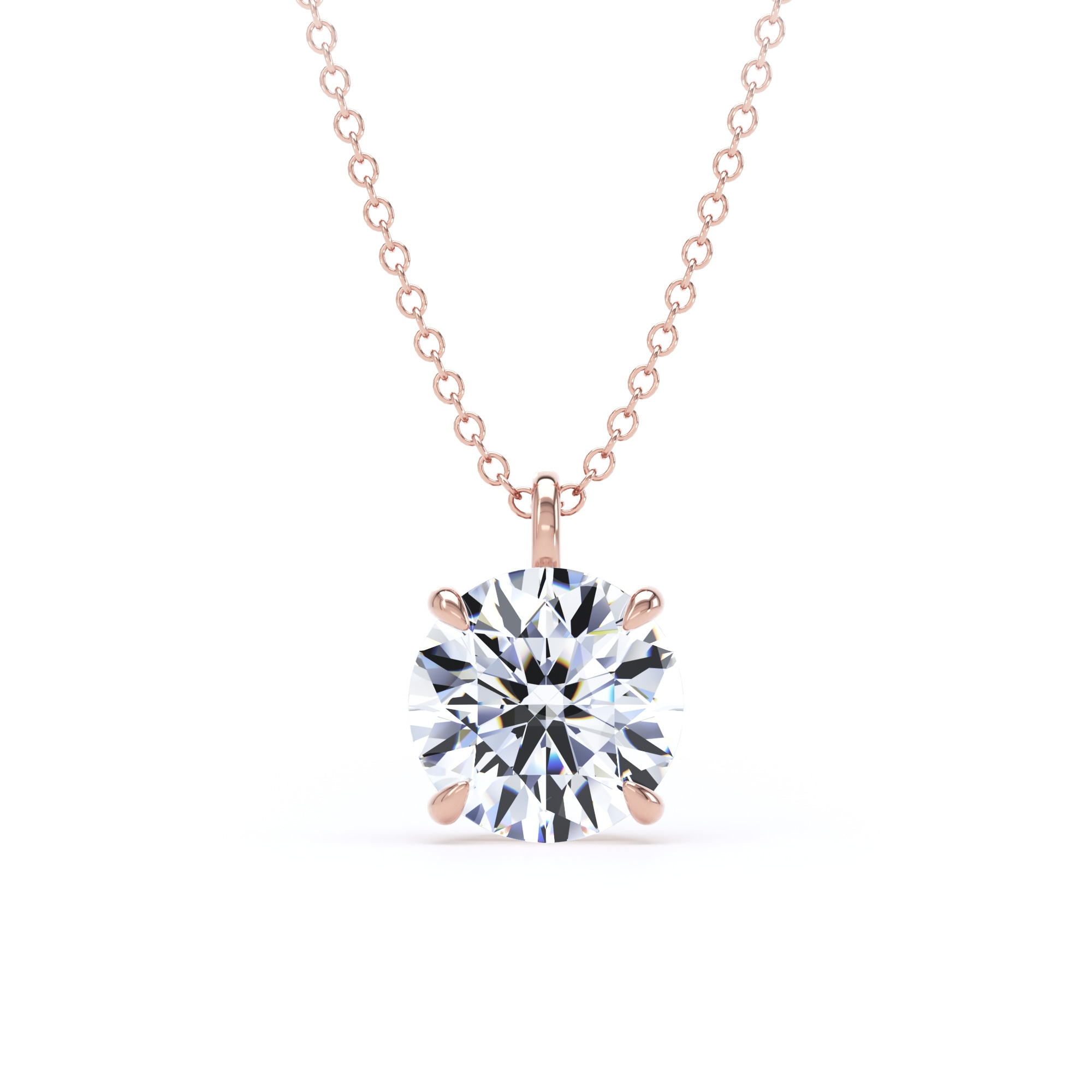 18ct Rose Gold 2.00cttw Brilliant Cut Lab Grown Diamond Solitaire Pendant