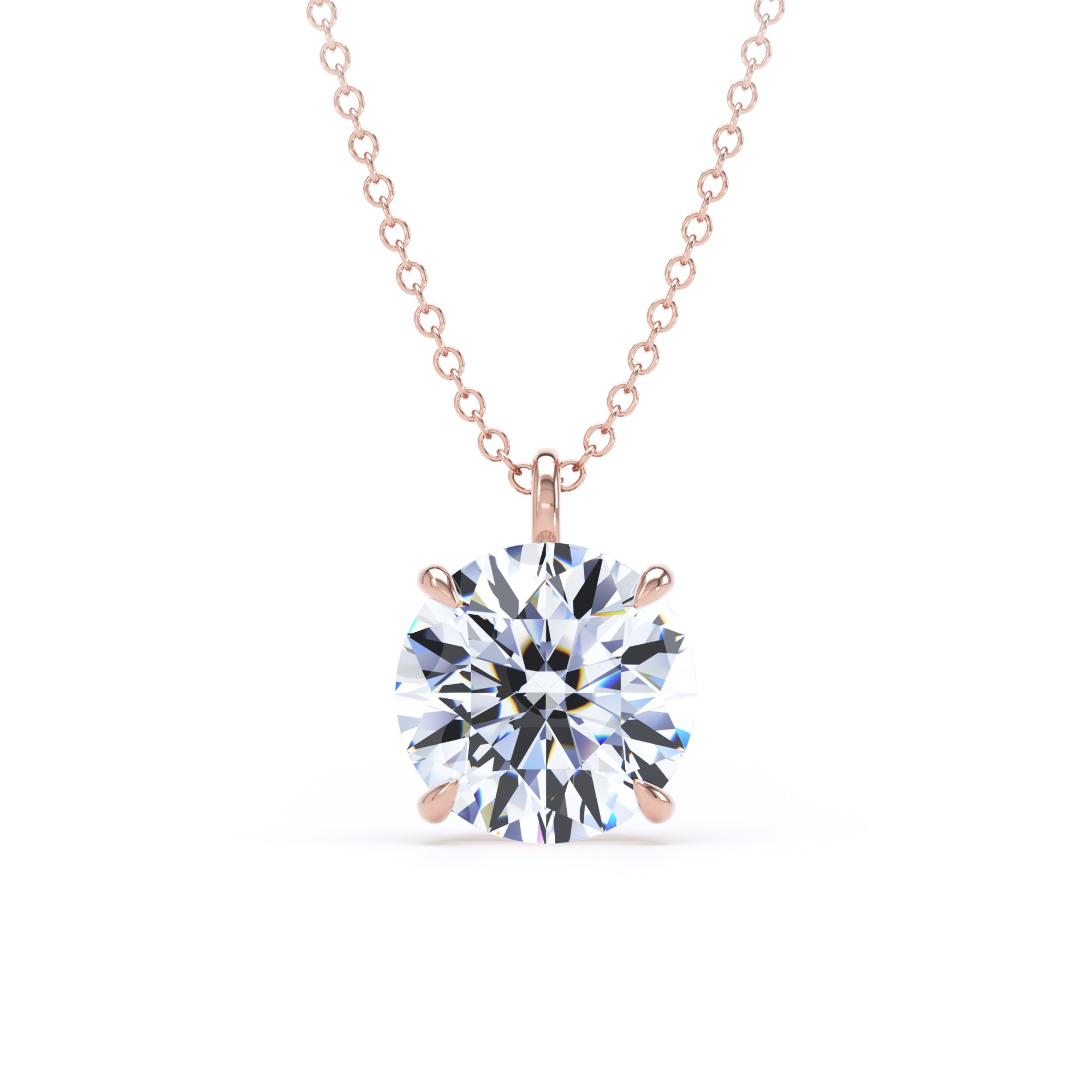 18ct Rose Gold 2.50cttw Brilliant Cut Lab Grown Diamond Solitaire Pendant