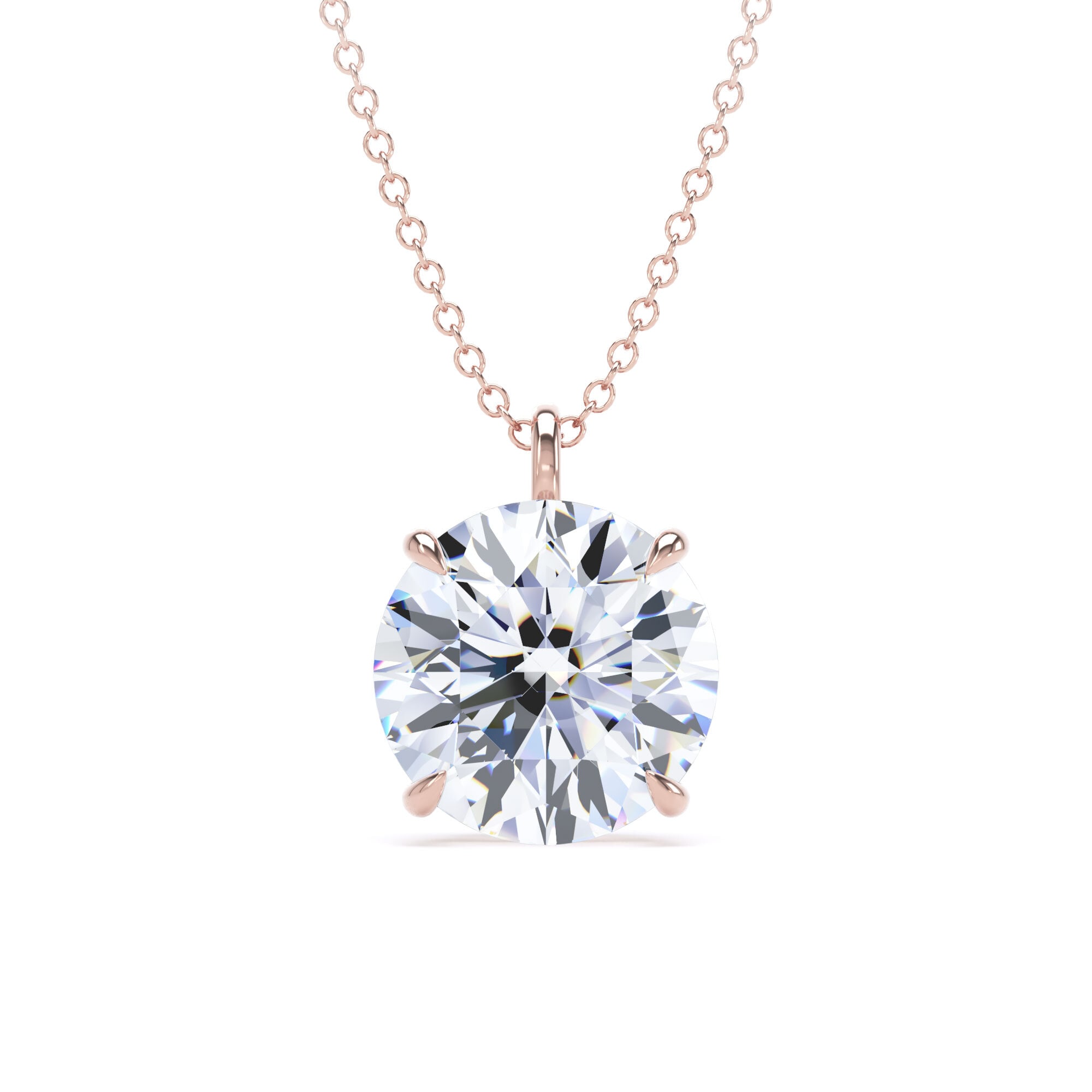 18ct Rose Gold 4.00cttw Brilliant Cut Lab Grown Diamond Solitaire Pendant