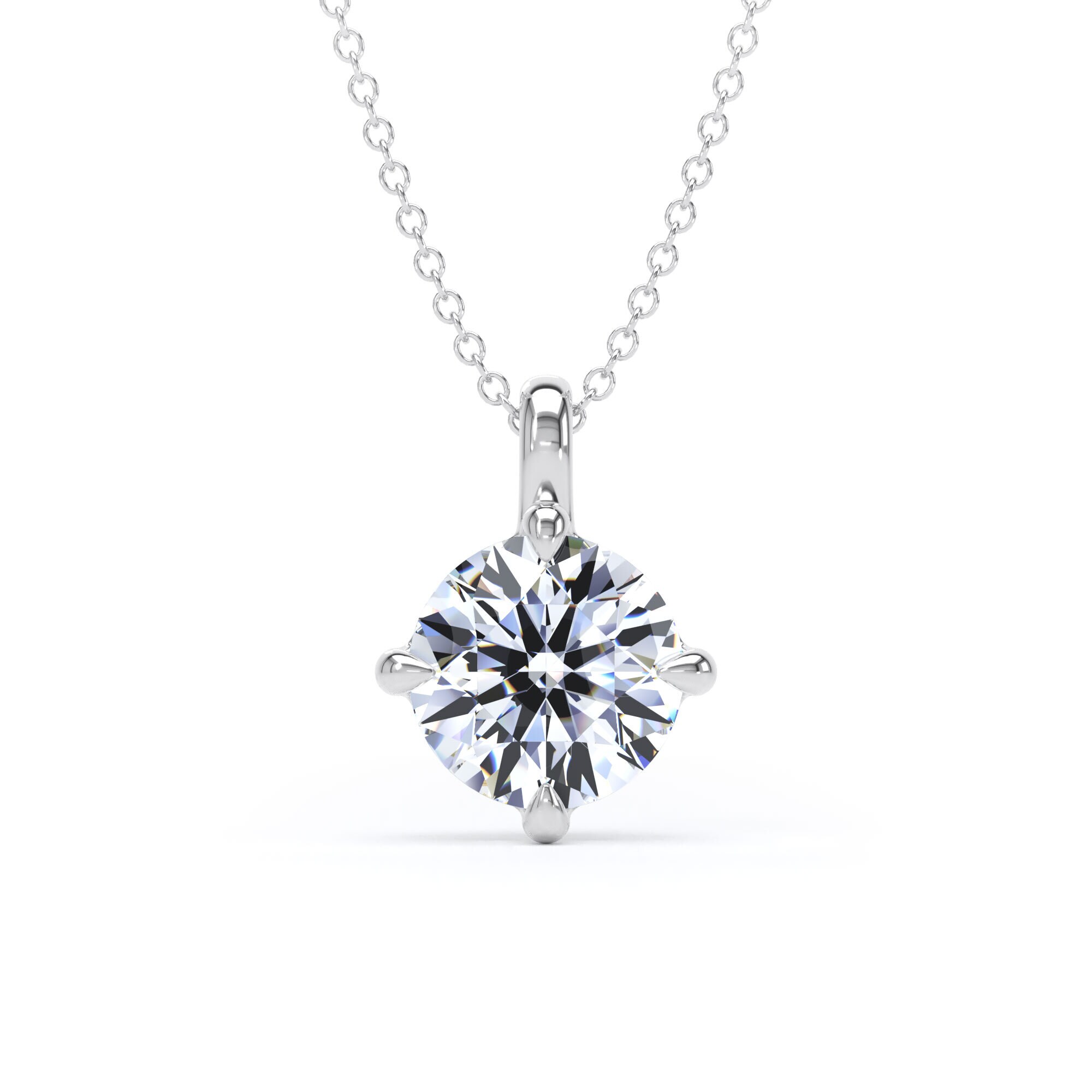 9ct White Gold Compass Set 2.00cttw Round Brilliant Cut Lab Grown Diamond Pendant