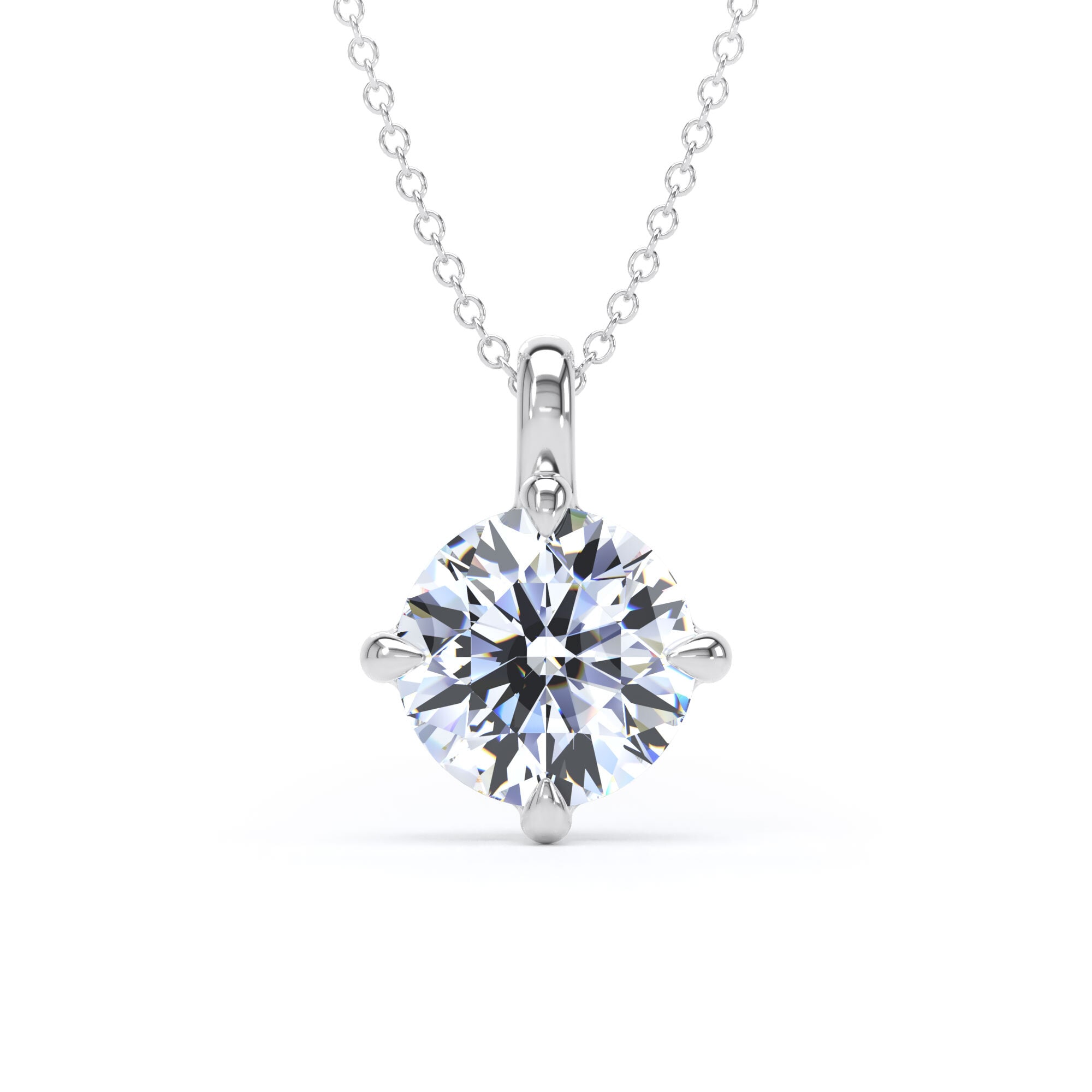 9ct White Gold Compass Set 2.50cttw Round Brilliant Cut Lab Grown Diamond Pendant