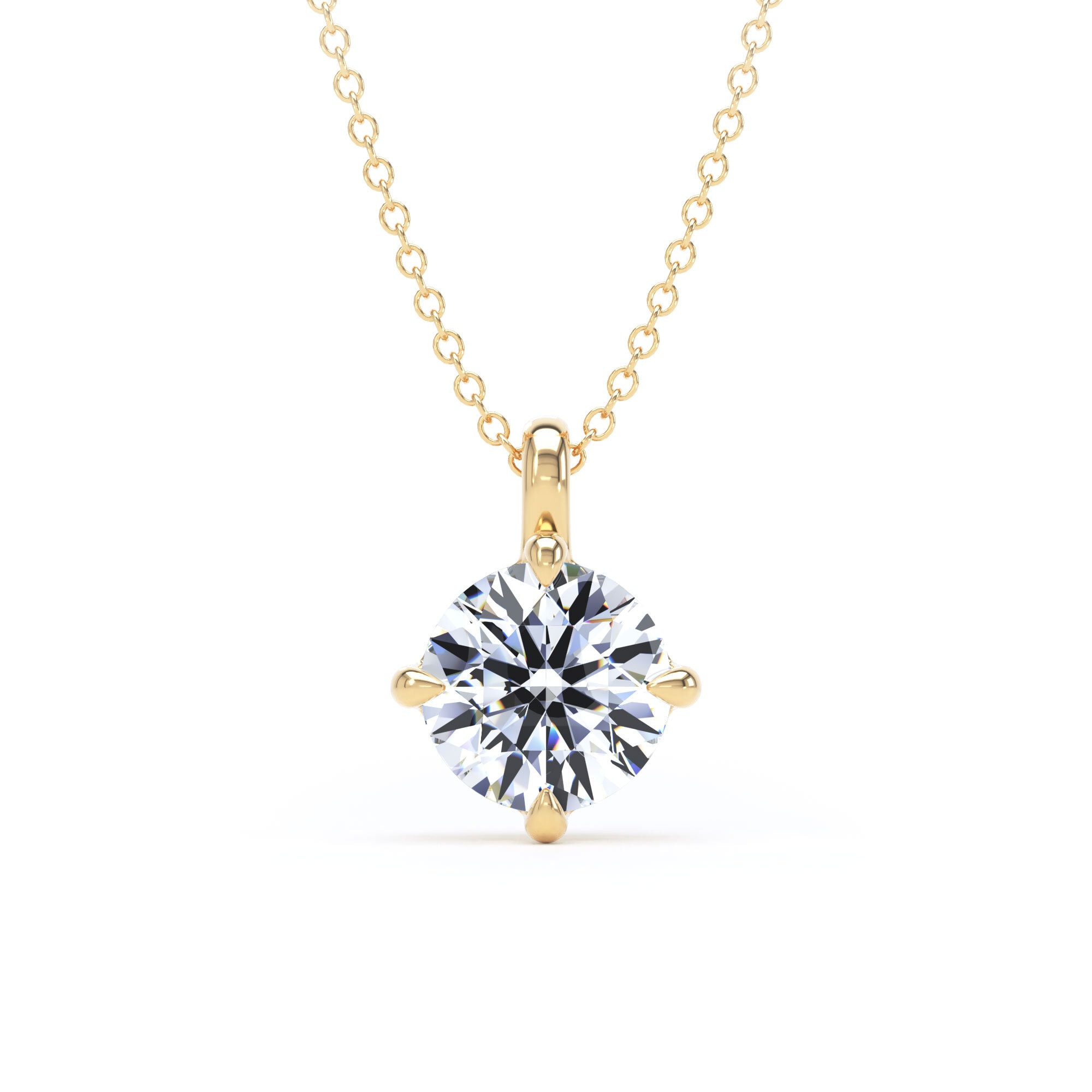 9ct Yellow Gold Compass Set 1.50cttw Round Brilliant Cut Lab Grown Diamond Pendant