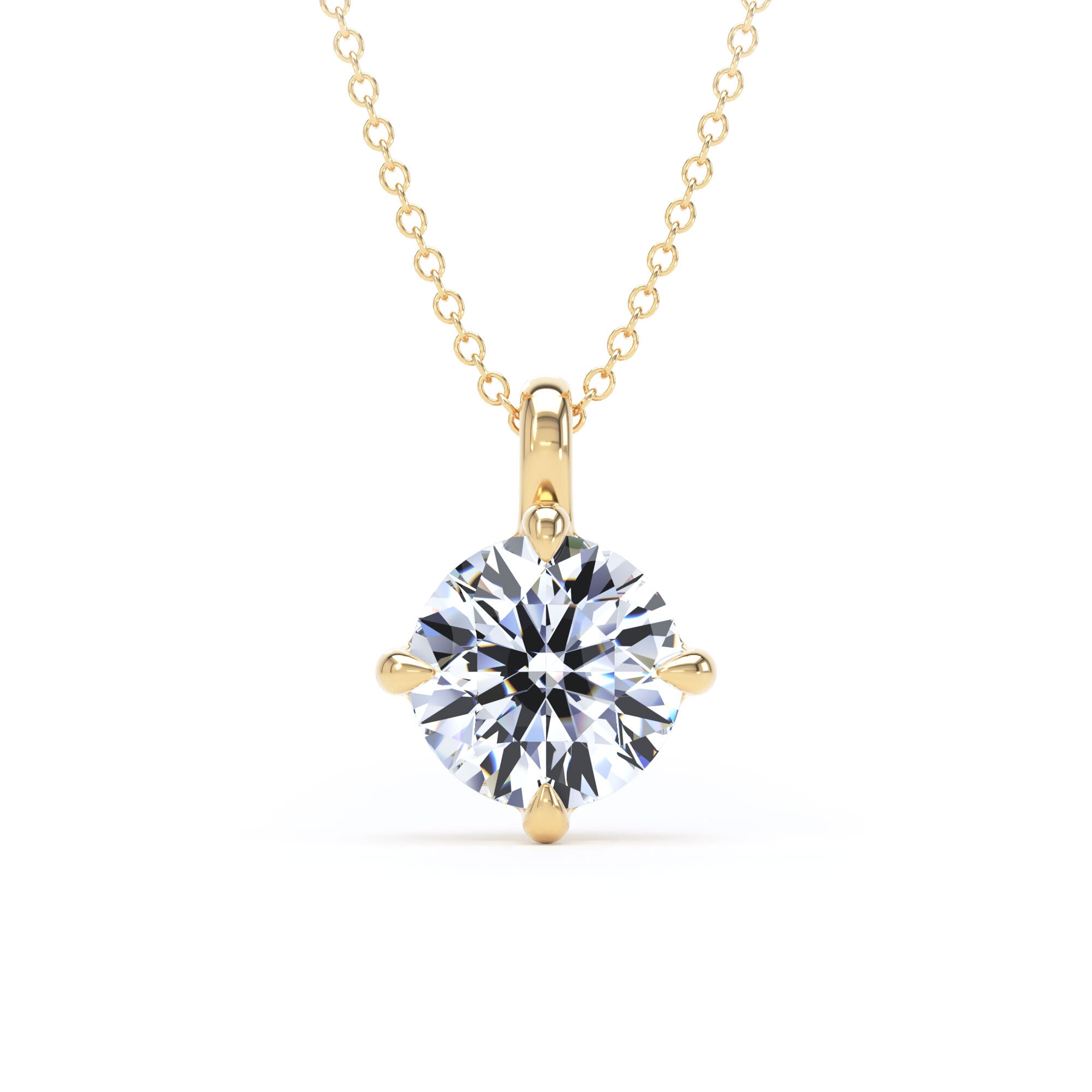 9ct Yellow Gold Compass Set 2.00cttw Round Brilliant Cut Lab Grown Diamond Pendant