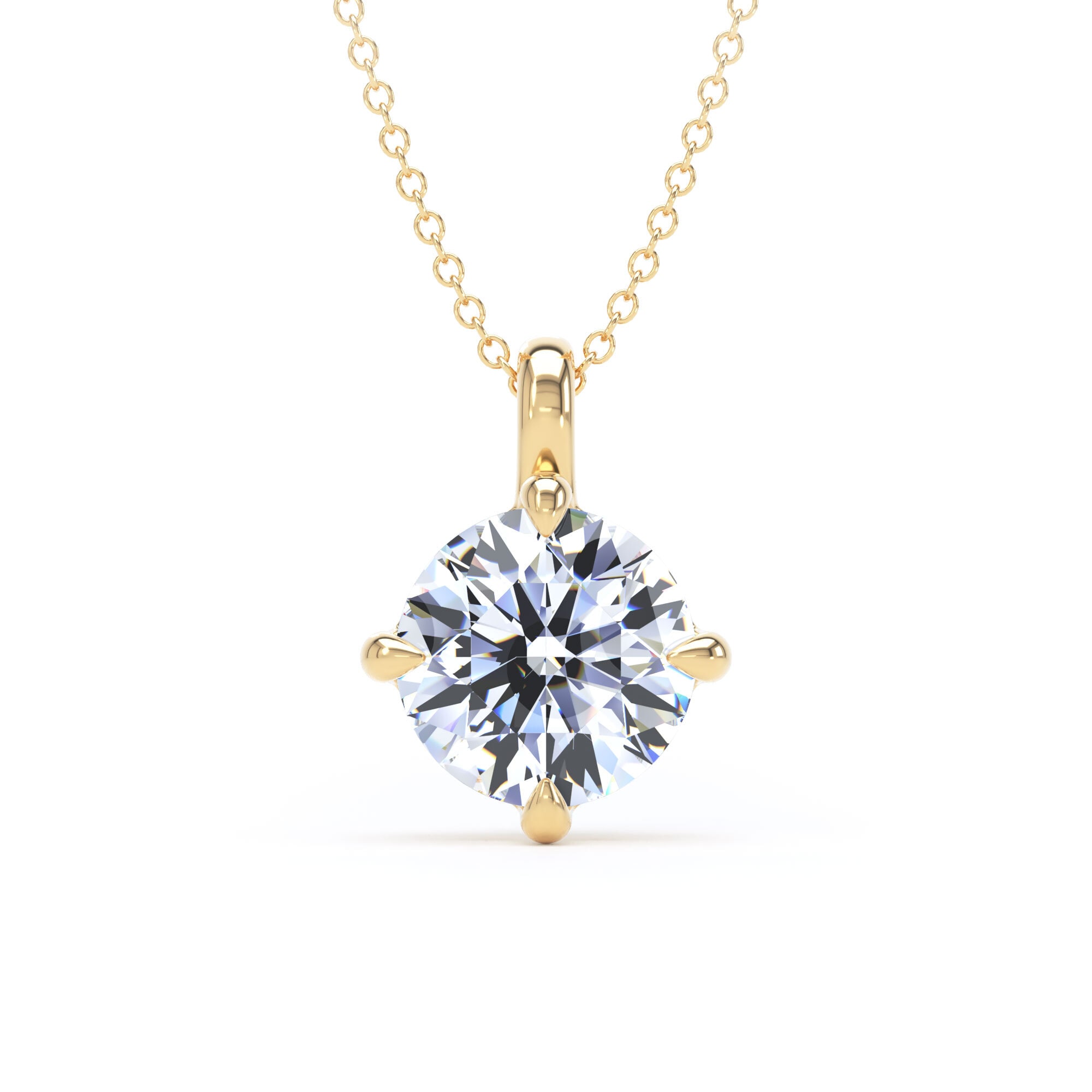 9ct Yellow Gold Compass Set 2.50cttw Round Brilliant Cut Lab Grown Diamond Pendant