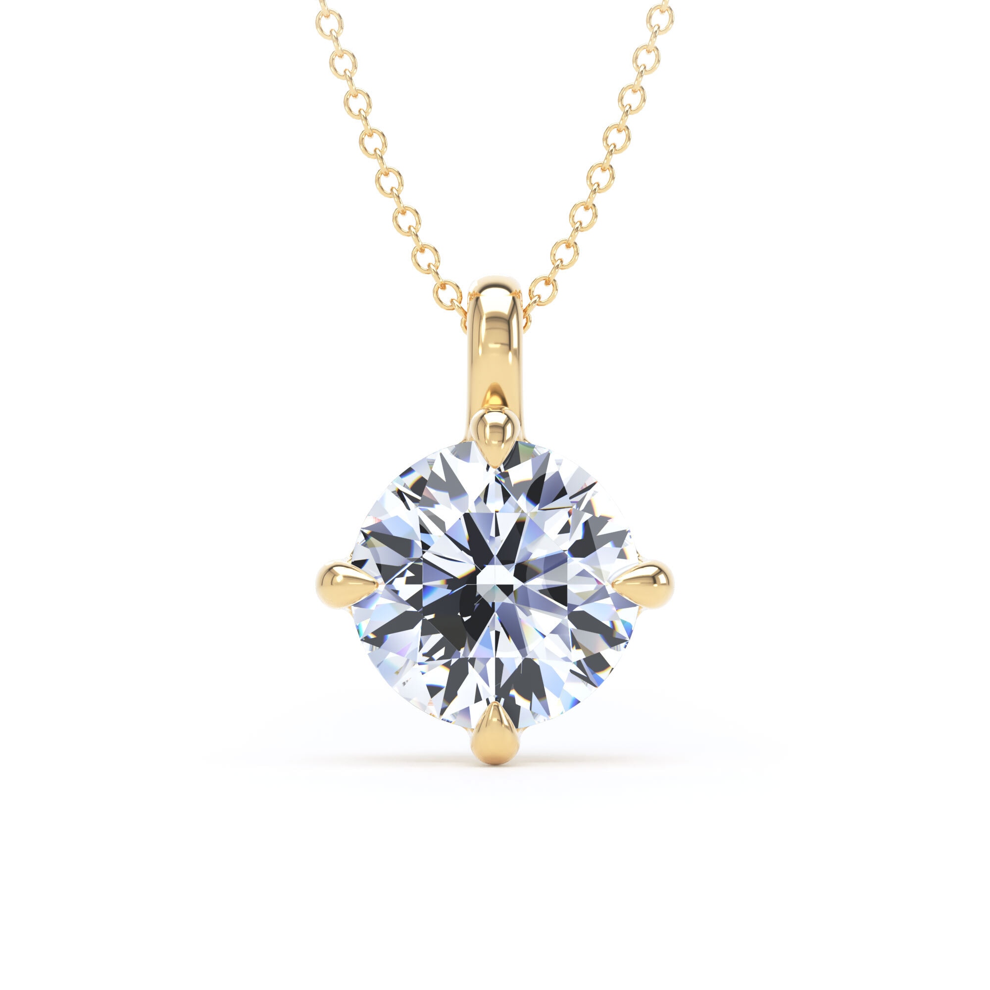 9ct Yellow Gold Compass Set 3.00cttw Round Brilliant Cut Lab Grown Diamond Pendant