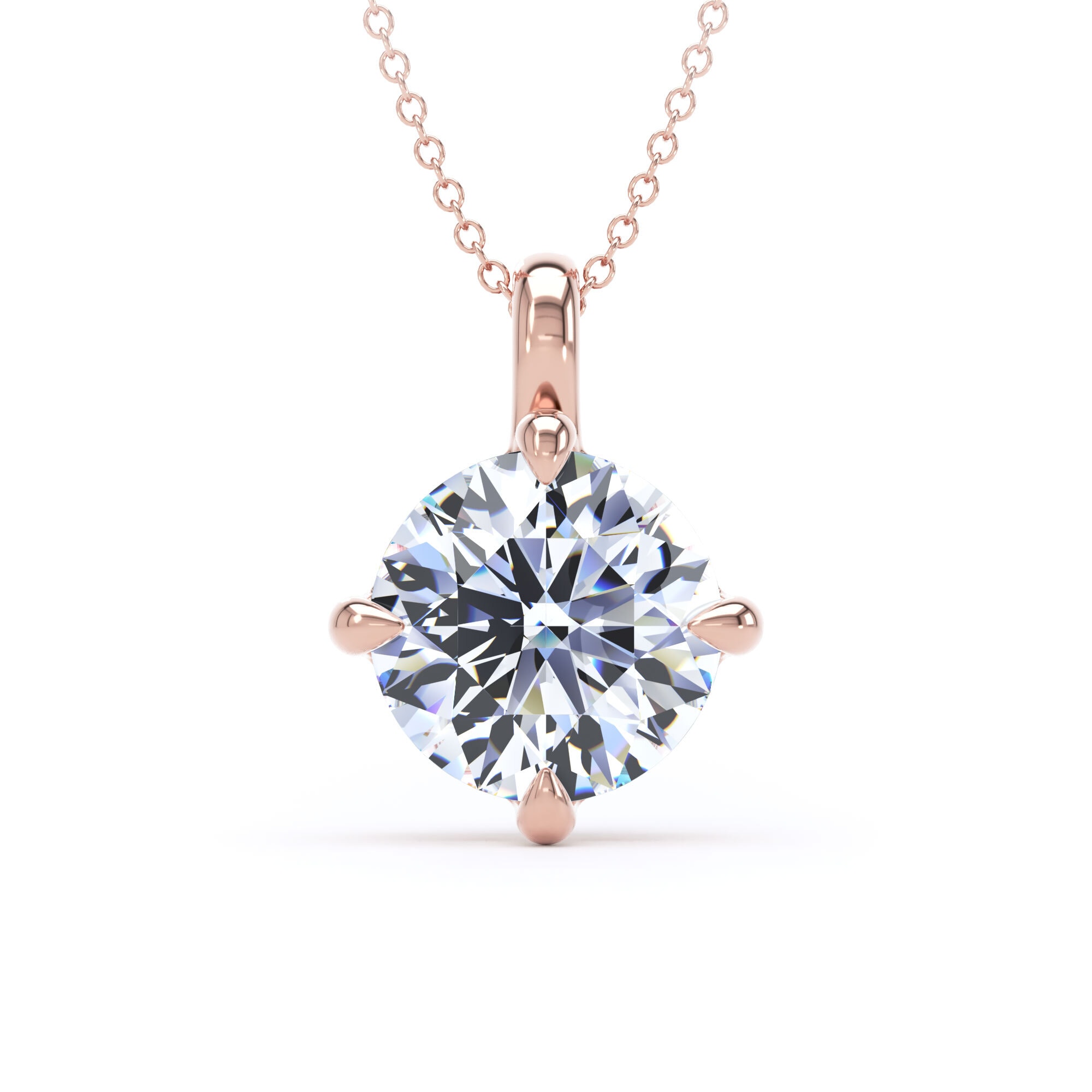 9ct Rose Gold Compass Set 4.00cttw Round Brilliant Cut Lab Grown Diamond Pendant