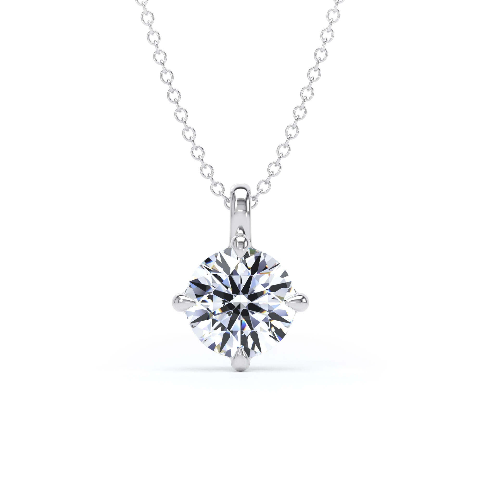 18ct White Gold Compass Set 1.50cttw Round Brilliant Cut Lab Grown Diamond Pendant