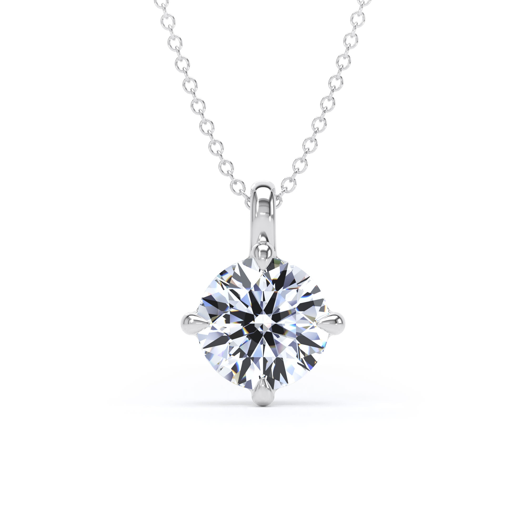 18ct White Gold Compass Set 2.00cttw Round Brilliant Cut Lab Grown Diamond Pendant