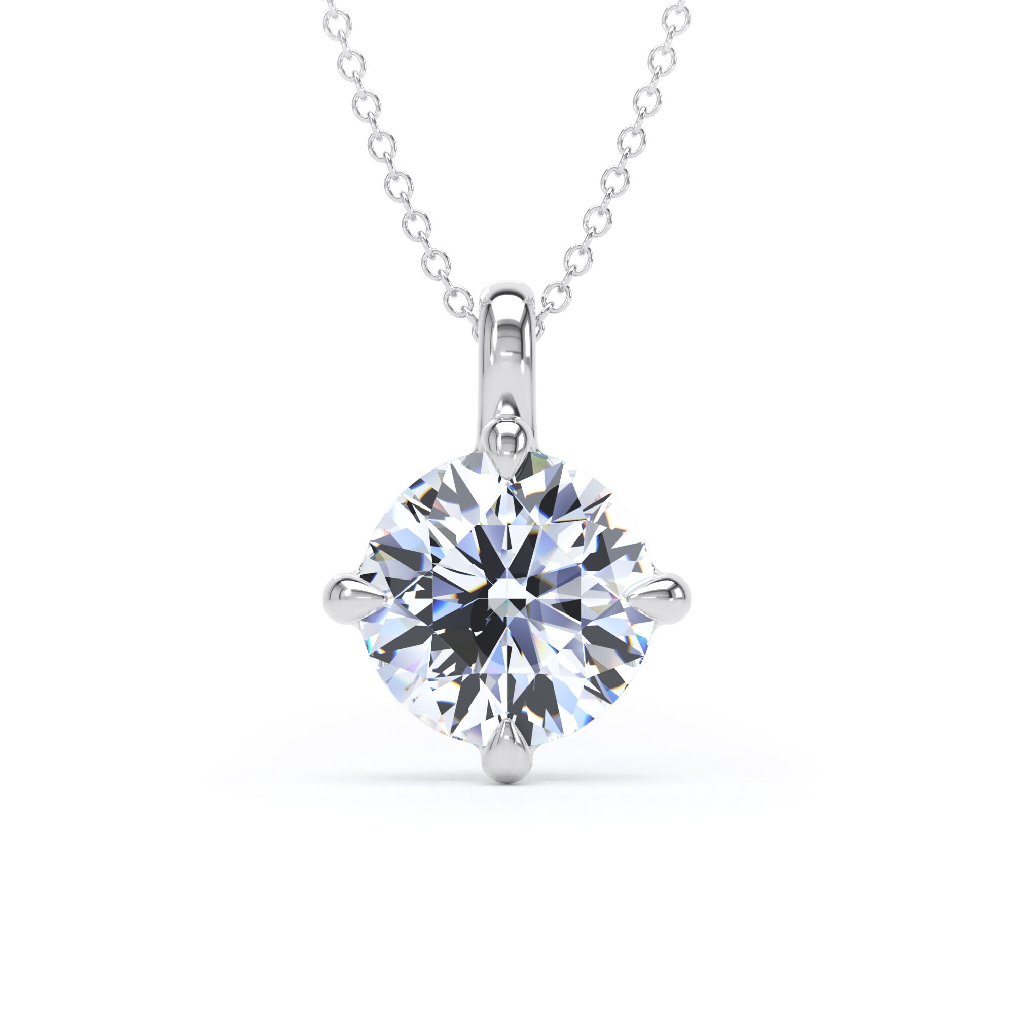18ct White Gold Compass Set 3.00cttw Round Brilliant Cut Lab Grown Diamond Pendant