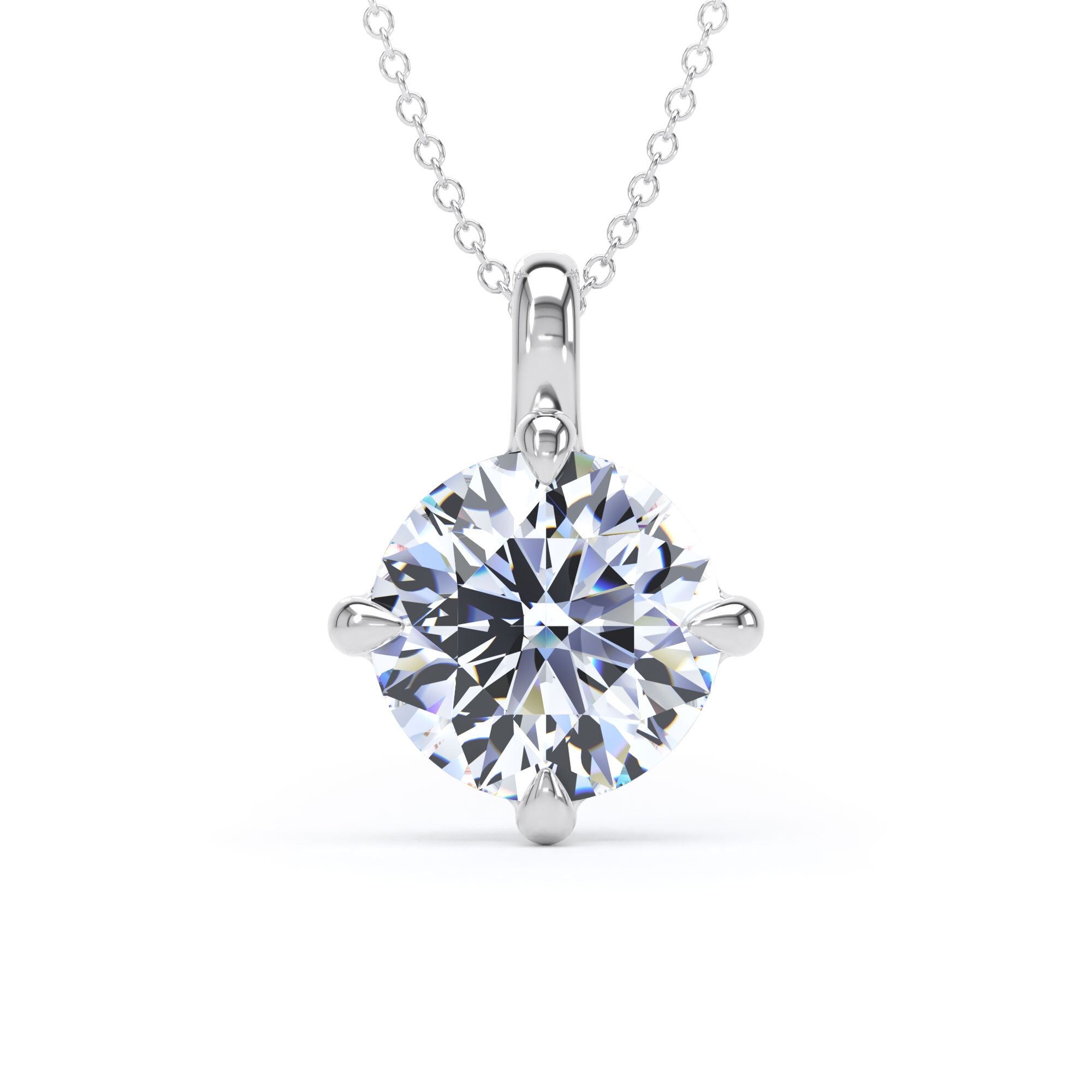 18ct White Gold Compass Set 4.00cttw Round Brilliant Cut Lab Grown Diamond Pendant