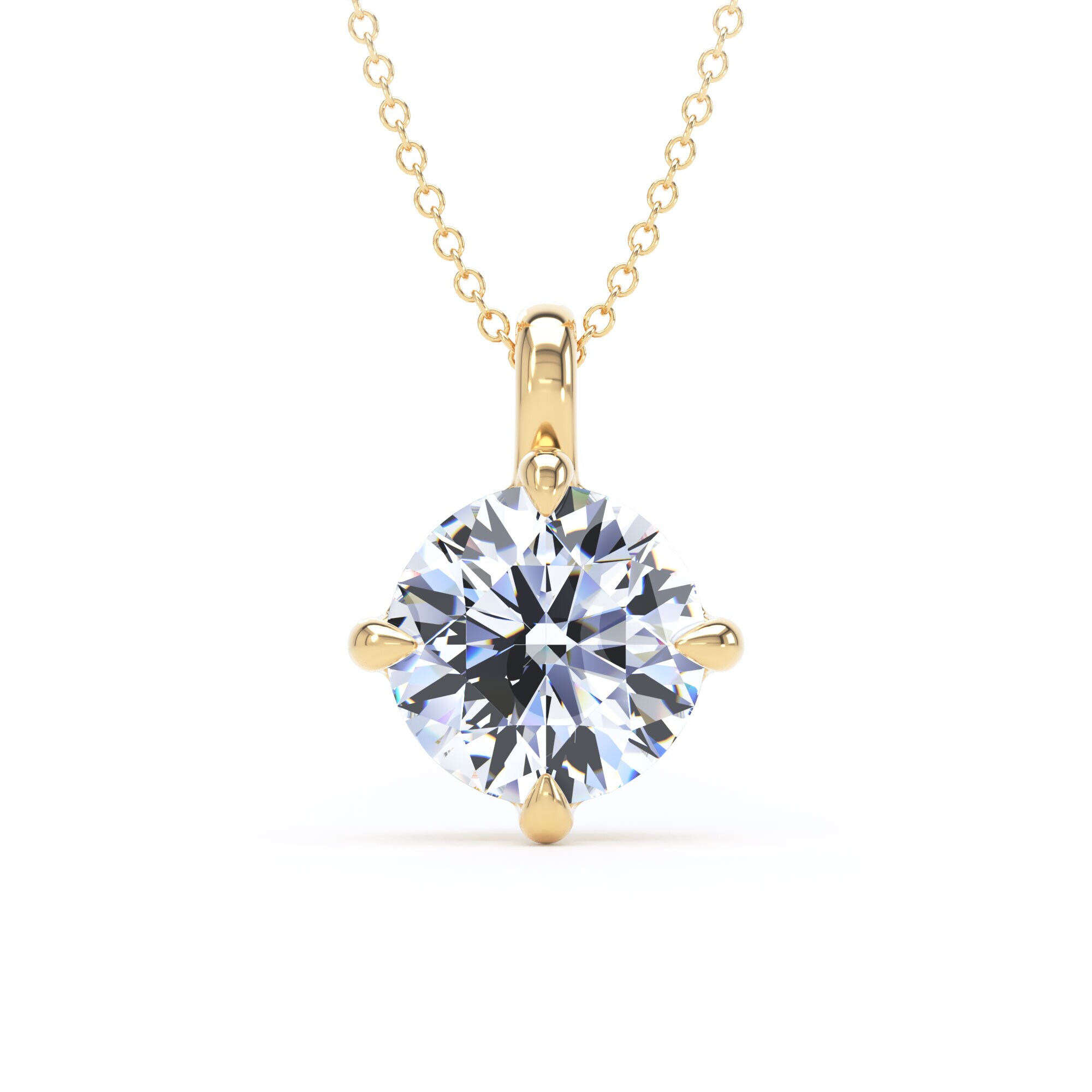 18ct Yellow Gold Compass Set 3.00cttw Round Brilliant Cut Lab Grown Diamond Pendant