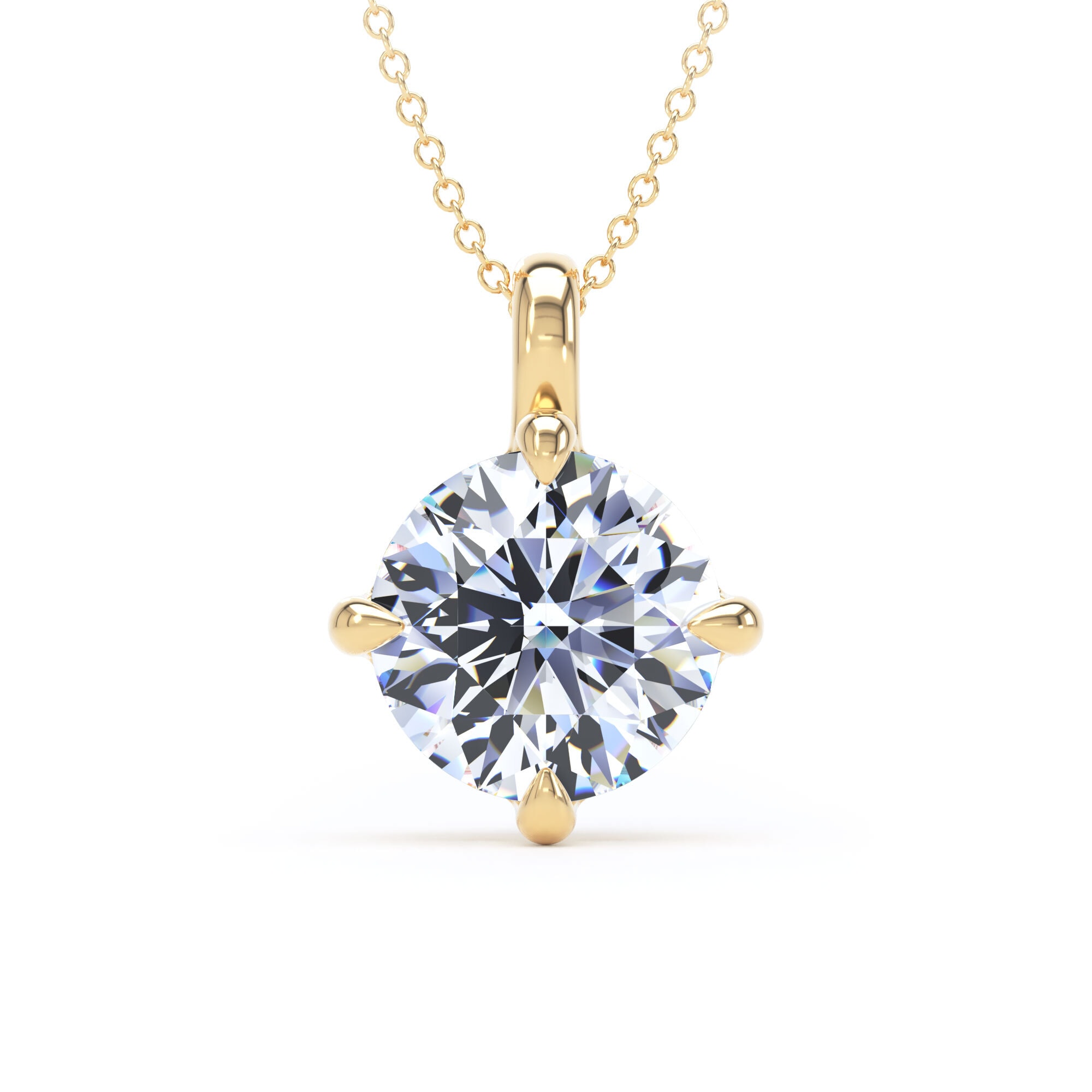18ct Yellow Gold Compass Set 4.00cttw Round Brilliant Cut Lab Grown Diamond Pendant
