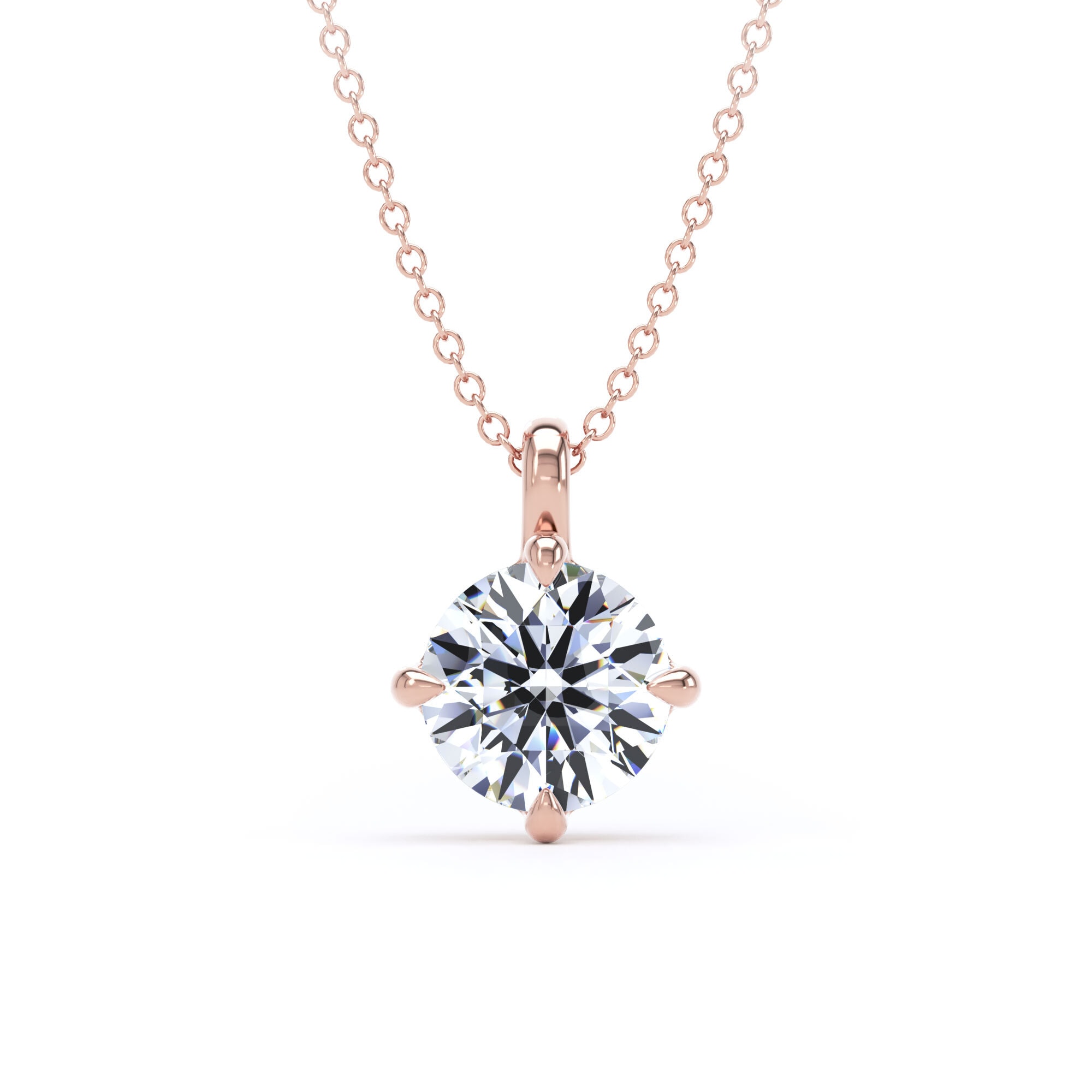 18ct Rose Gold Compass Set 1.50cttw Round Brilliant Cut Lab Grown Diamond Pendant