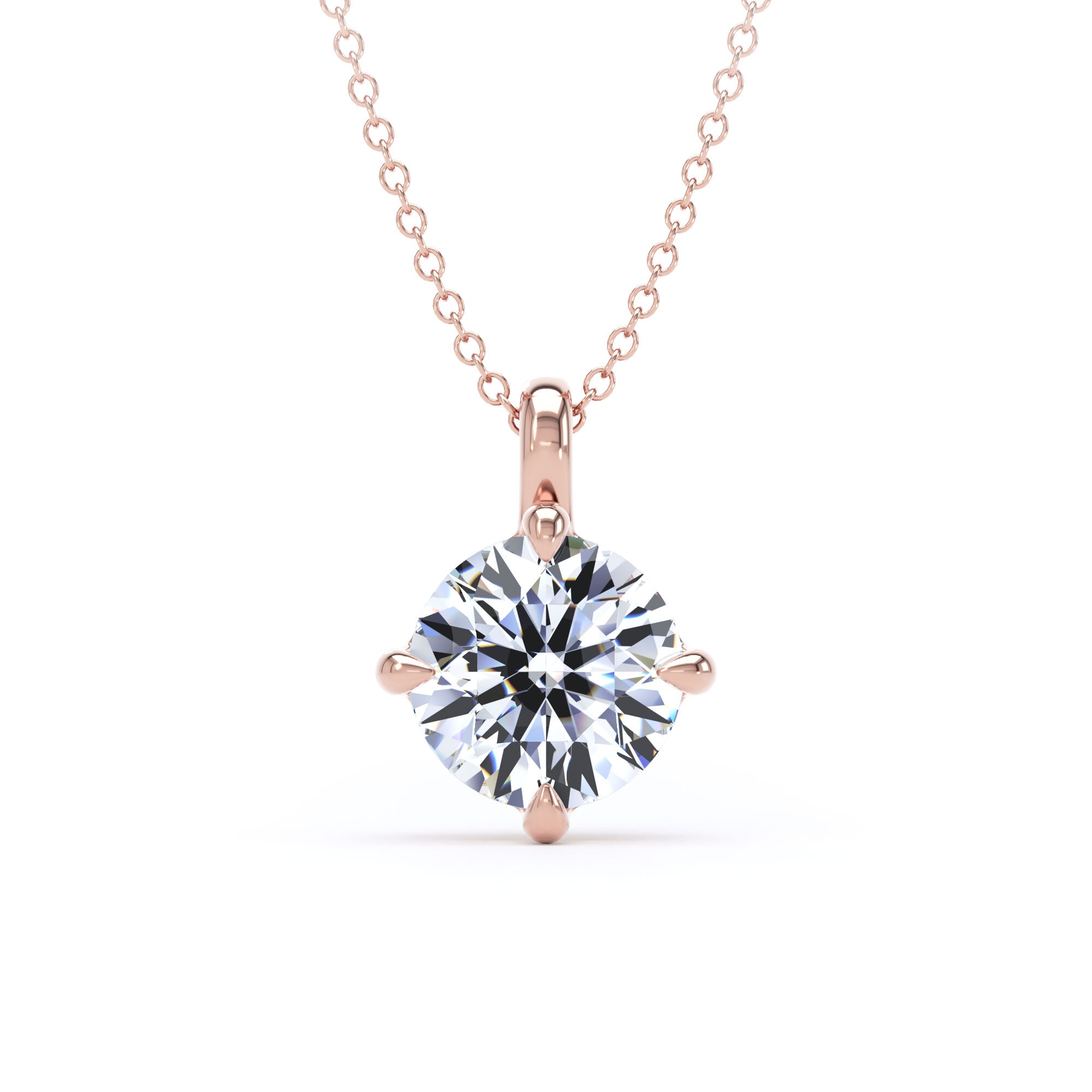 18ct Rose Gold Compass Set 2.00cttw Round Brilliant Cut Lab Grown Diamond Pendant