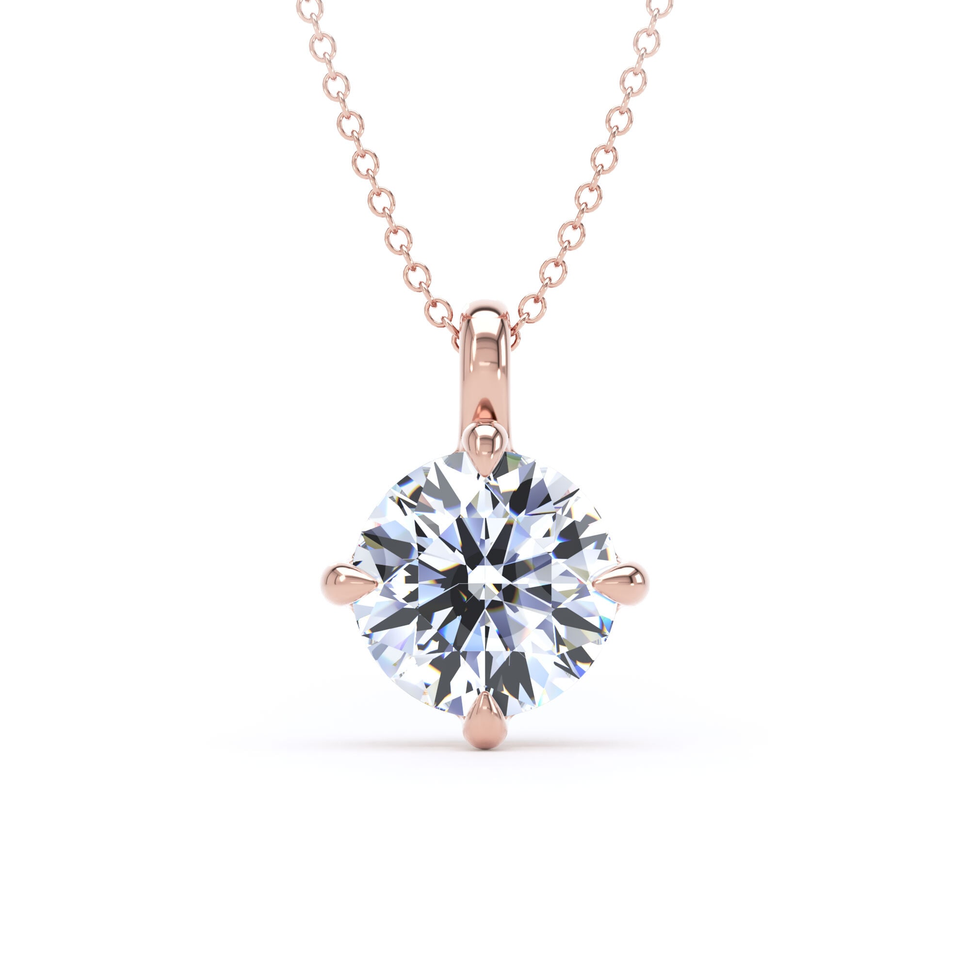 18ct Rose Gold Compass Set 2.50cttw Round Brilliant Cut Lab Grown Diamond Pendant