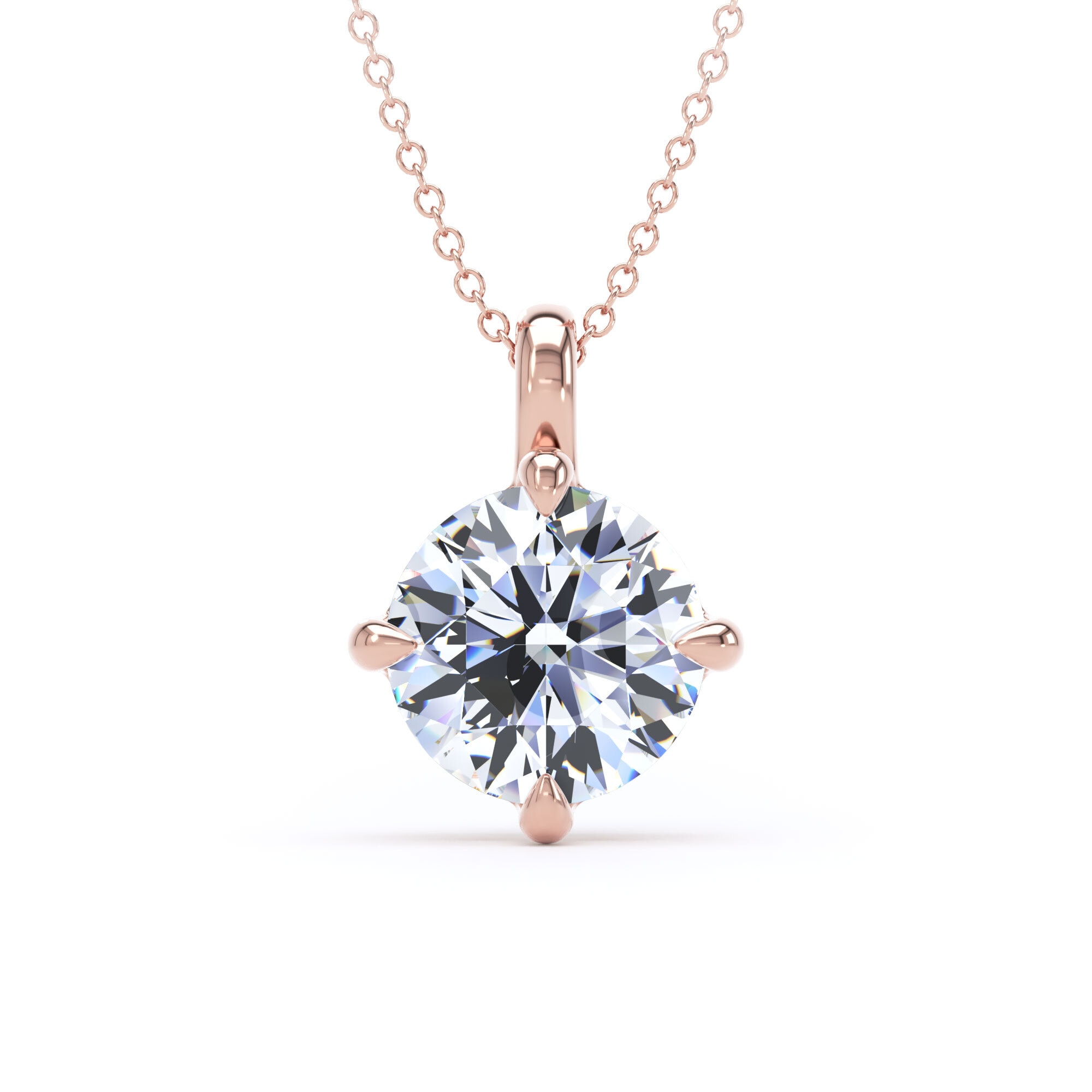 18ct Rose Gold Compass Set 3.00cttw Round Brilliant Cut Lab Grown Diamond Pendant