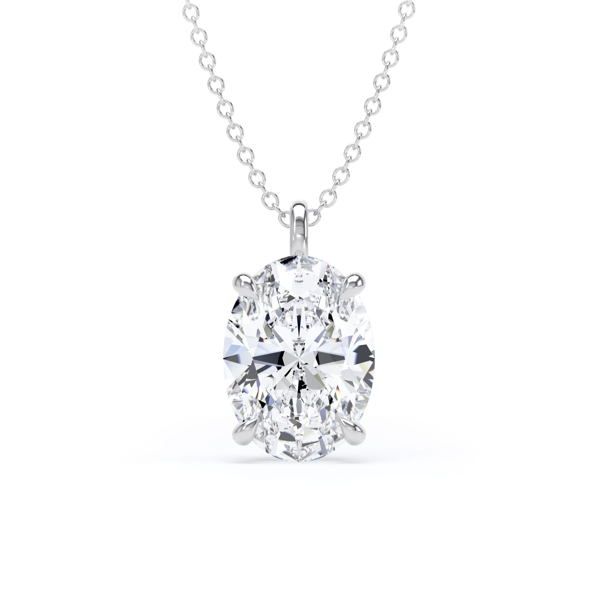 9ct White Gold 2.50cttw Oval Cut Solitaire Lab Grown Diamond Pendant