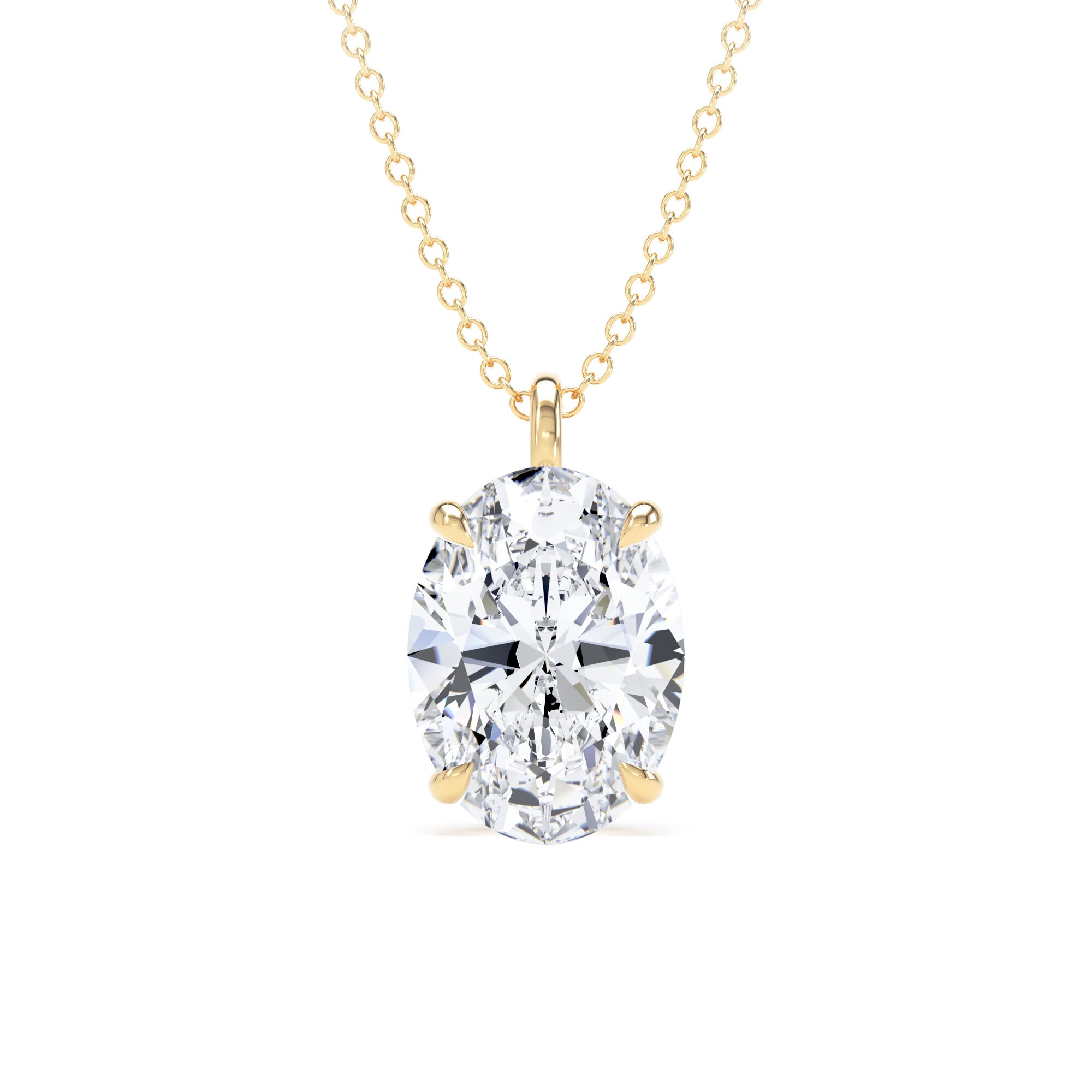 9ct Yellow Gold 2.50cttw Oval Cut Solitaire Lab Grown Diamond Pendant