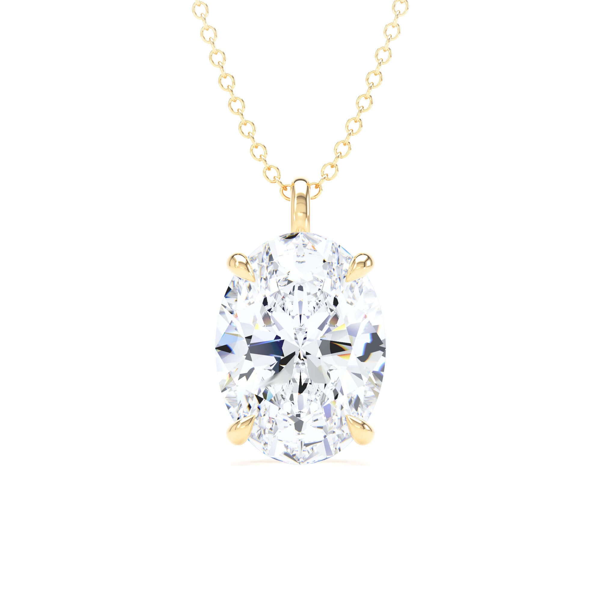 9ct Yellow Gold 4.00cttw Oval Cut Solitaire Lab Grown Diamond Pendant