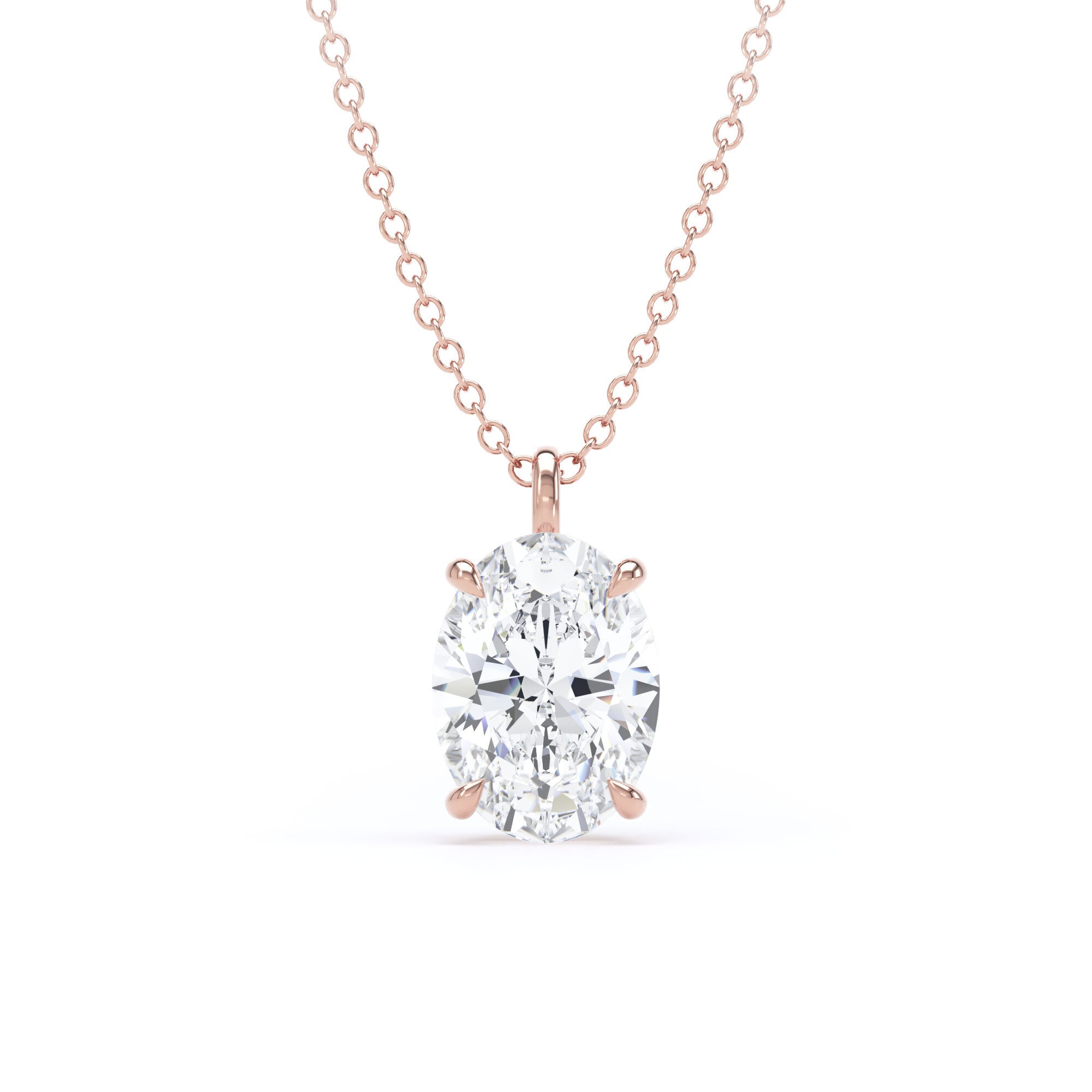 9ct Rose Gold 1.50cttw Oval Cut Solitaire Lab Grown Diamond Pendant