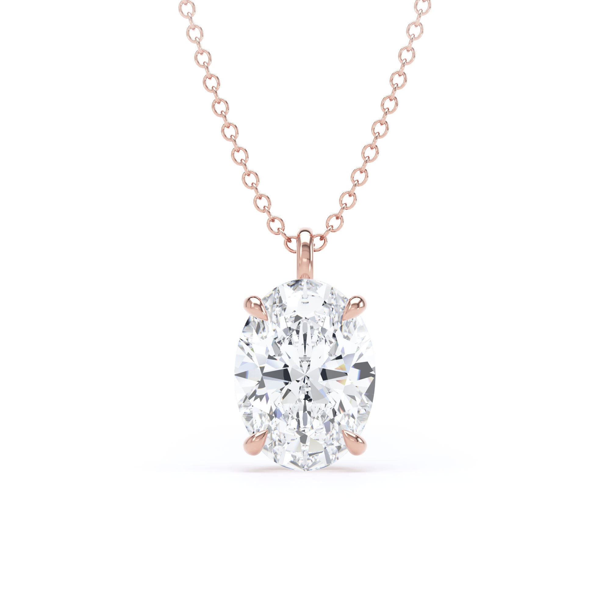 9ct Rose Gold 2.00cttw Oval Cut Solitaire Lab Grown Diamond Pendant