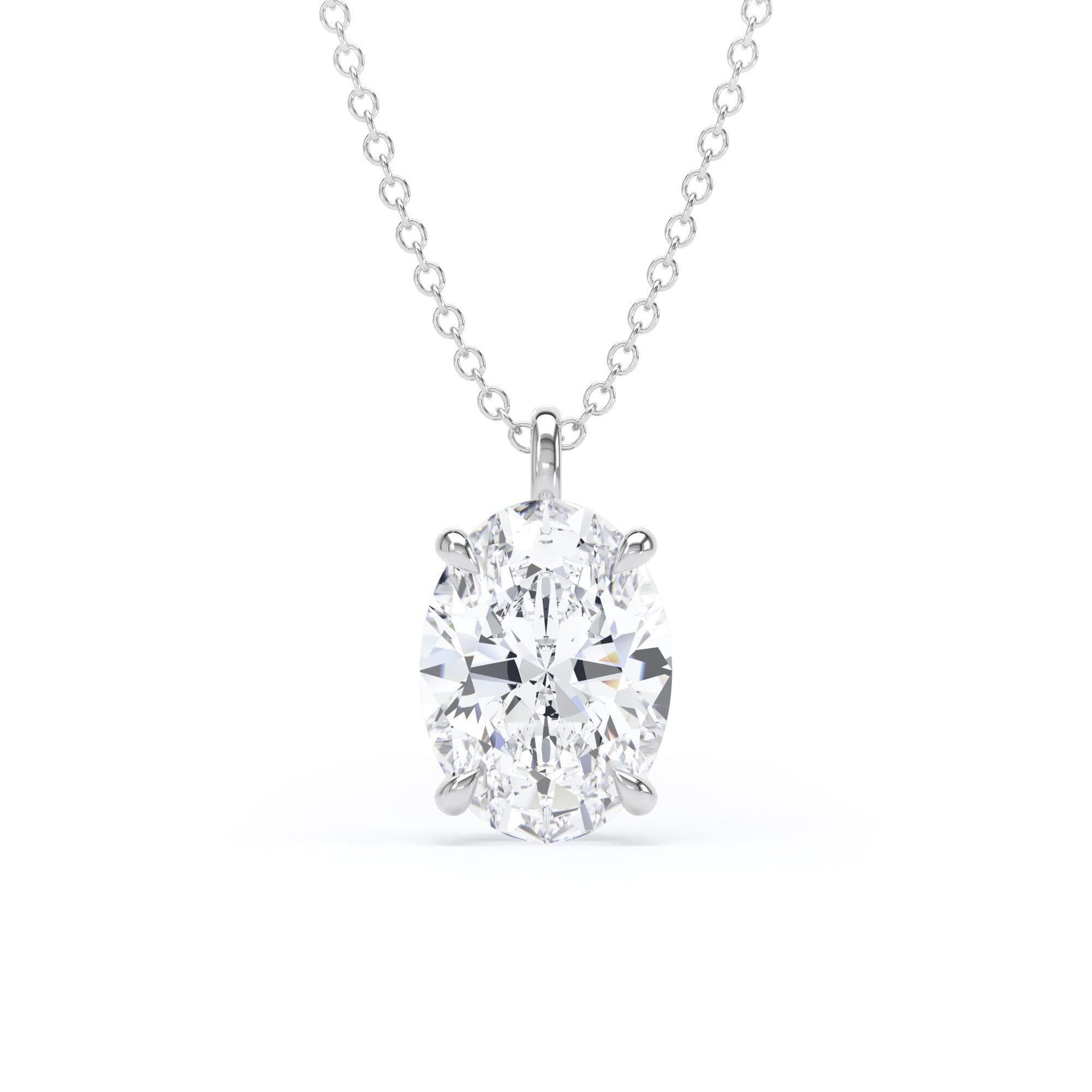 18ct White Gold 2.00cttw Oval Cut Solitaire Lab Grown Diamond Pendant