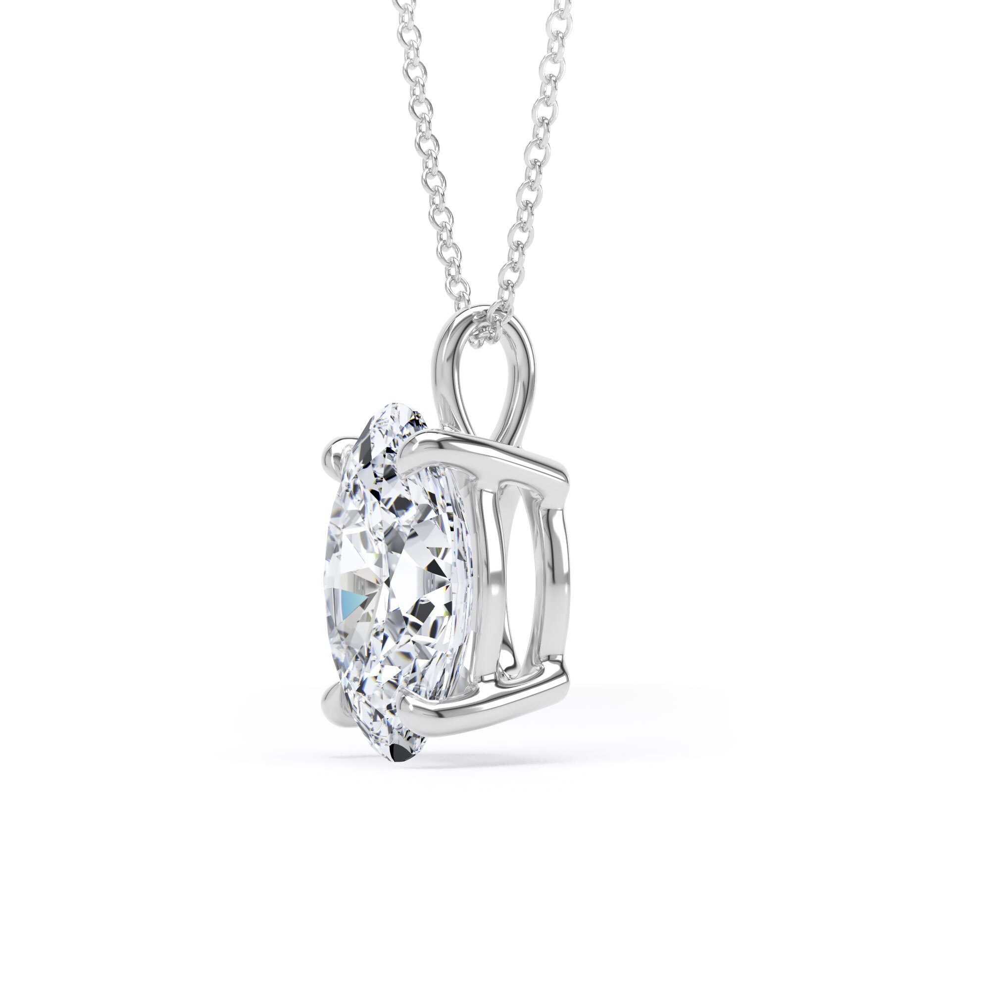 Goldsmiths 18ct Rose Gold 3.00cttw Oval Cut Solitaire Lab Grown Diamond Pendant Goldsmiths 18ct Rose Gold 3.00cttw Oval Cut Solitaire Lab Grown Diamond Pendant