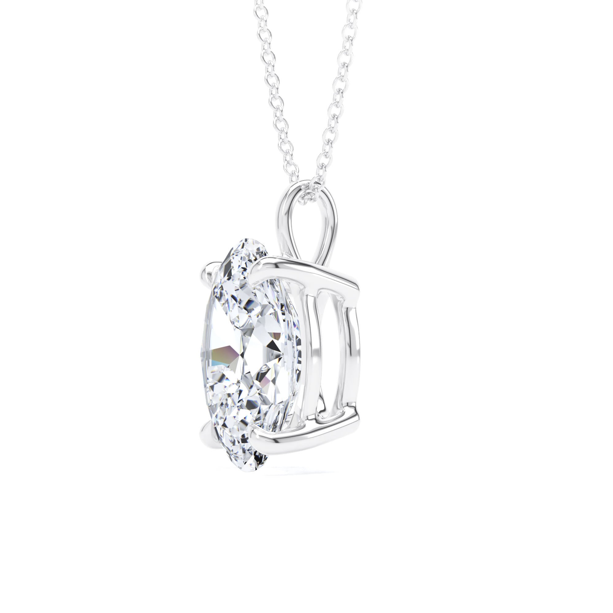 Goldsmiths 18ct White Gold 4.00cttw Oval Cut Solitaire Lab Grown Diamond Pendant Goldsmiths 18ct White Gold 4.00cttw Oval Cut Solitaire Lab Grown Diamond Pendant