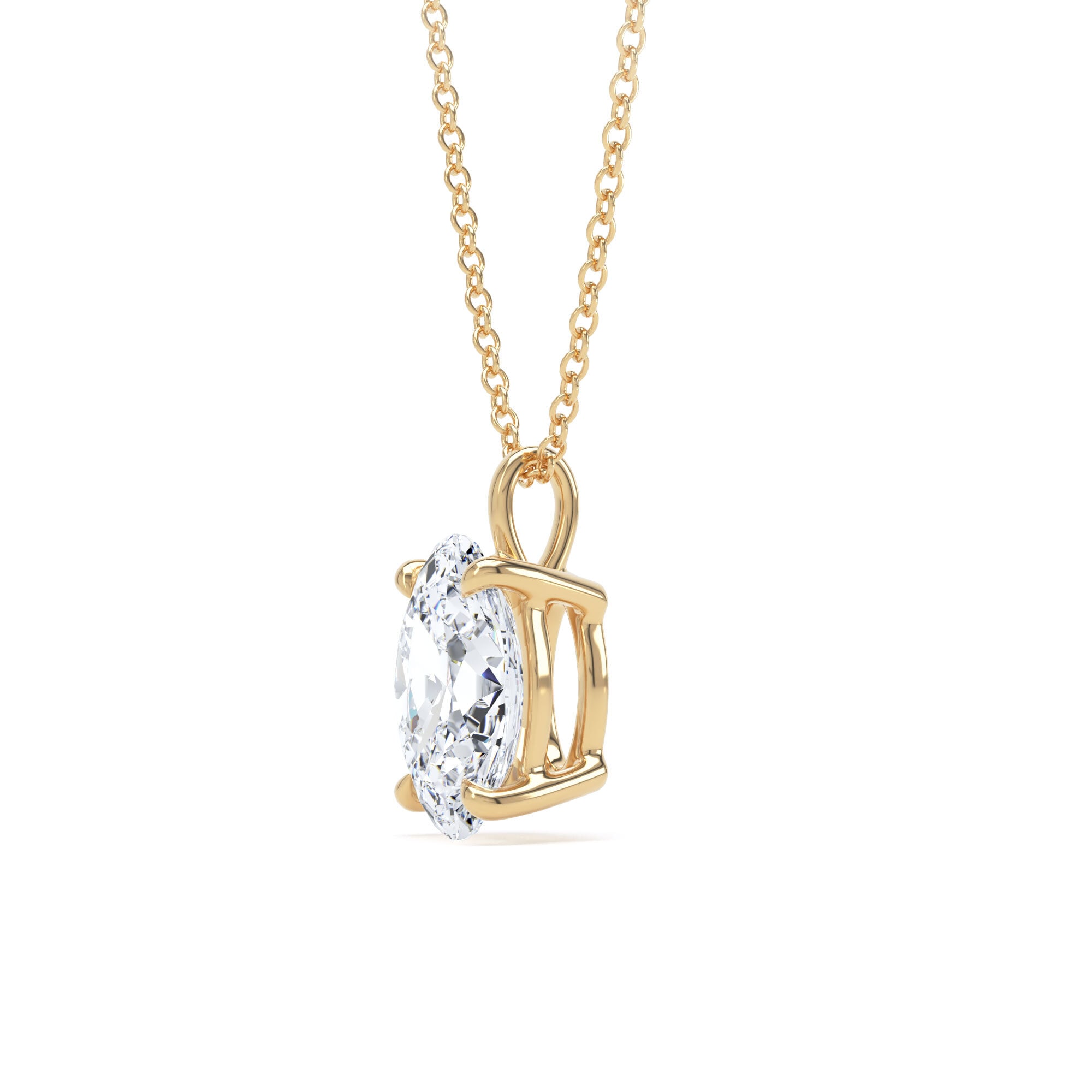 Goldsmiths 18ct Yellow Gold 1.50cttw Oval Cut Solitaire Lab Grown Diamond Pendant Goldsmiths 18ct Yellow Gold 1.50cttw Oval Cut Solitaire Lab Grown Diamond Pendant