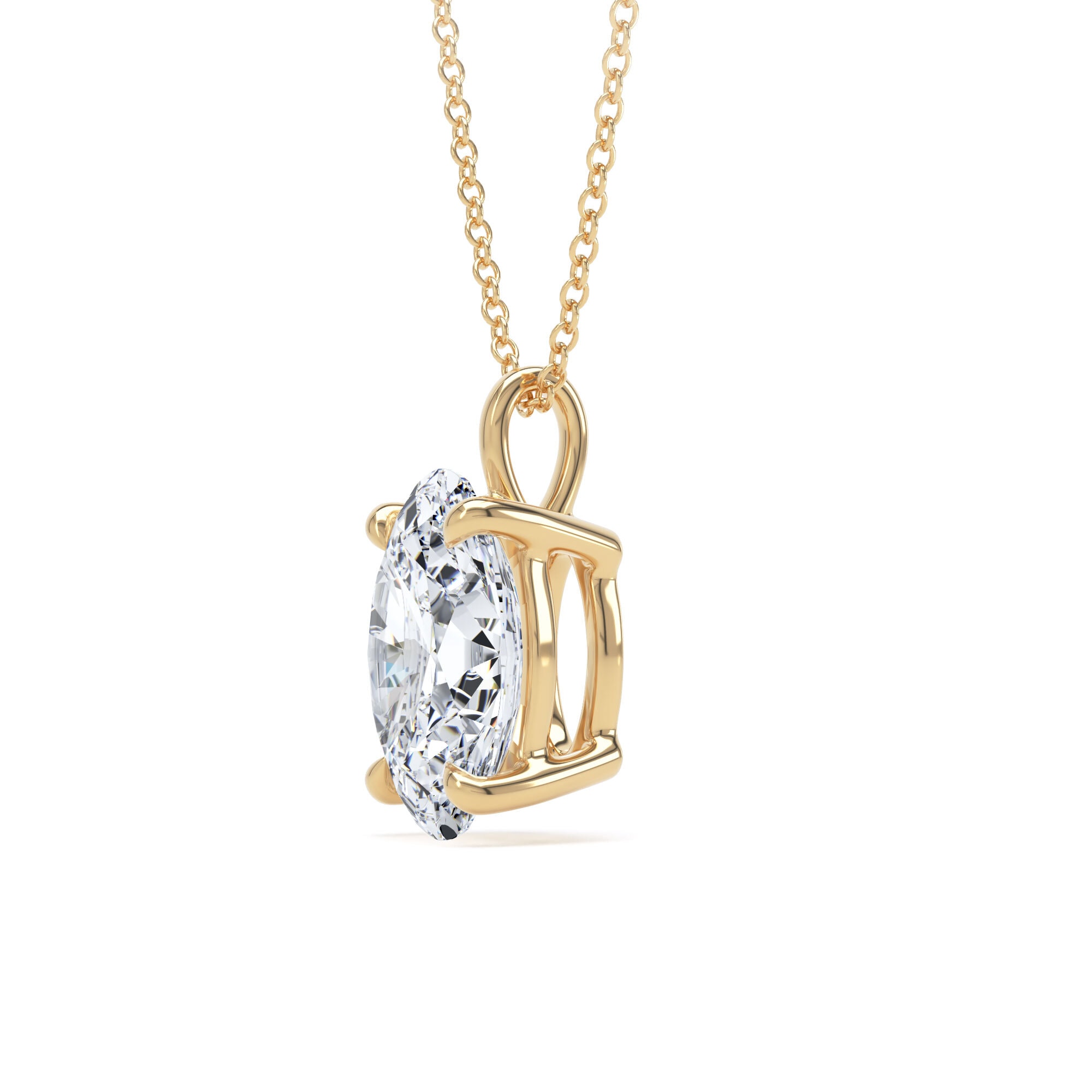 Goldsmiths 18ct Yellow Gold 2.50cttw Oval Cut Solitaire Lab Grown Diamond Pendant Goldsmiths 18ct Yellow Gold 2.50cttw Oval Cut Solitaire Lab Grown Diamond Pendant