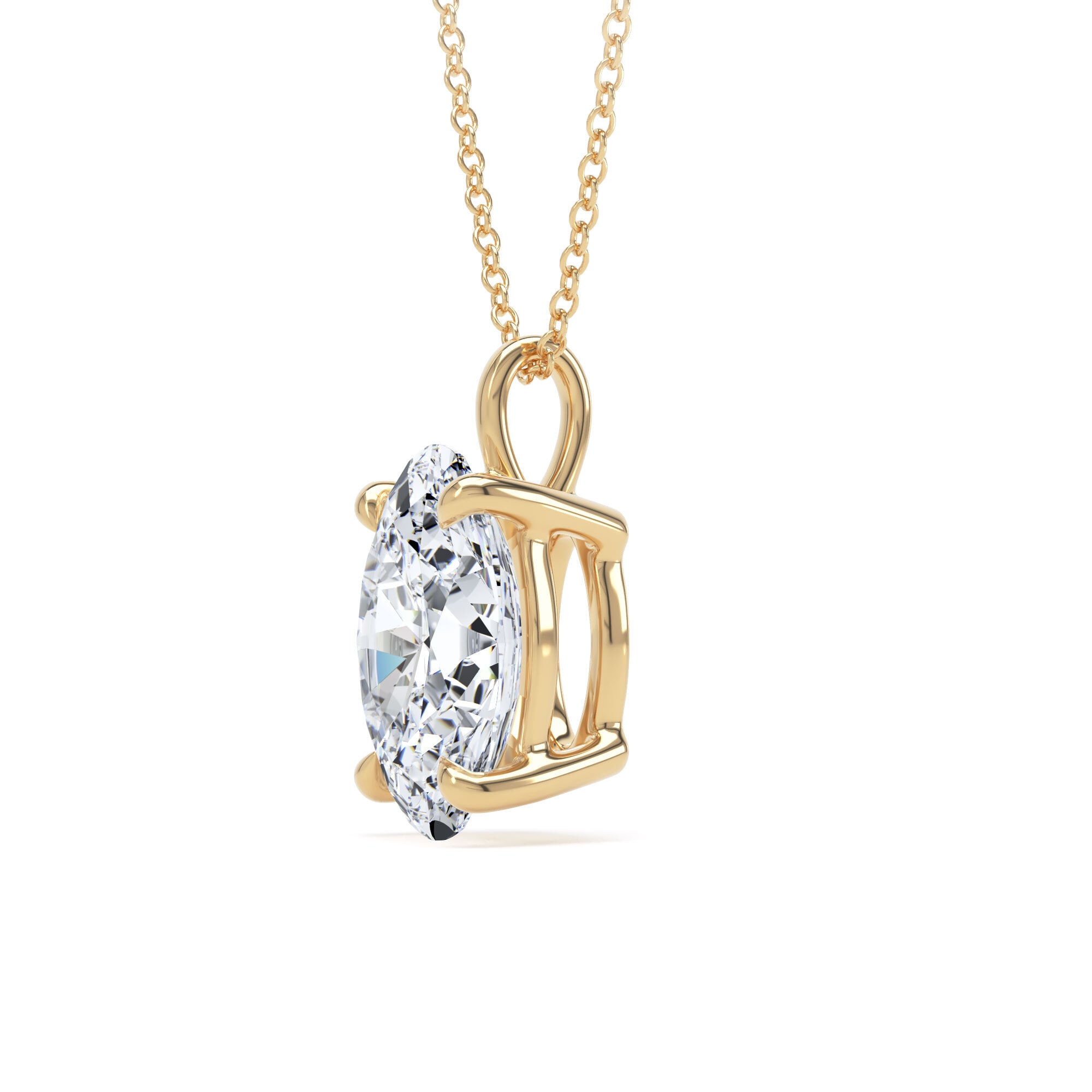 Goldsmiths 18ct Yellow Gold 3.00cttw Oval Cut Solitaire Lab Grown Diamond Pendant Goldsmiths 18ct Yellow Gold 3.00cttw Oval Cut Solitaire Lab Grown Diamond Pendant