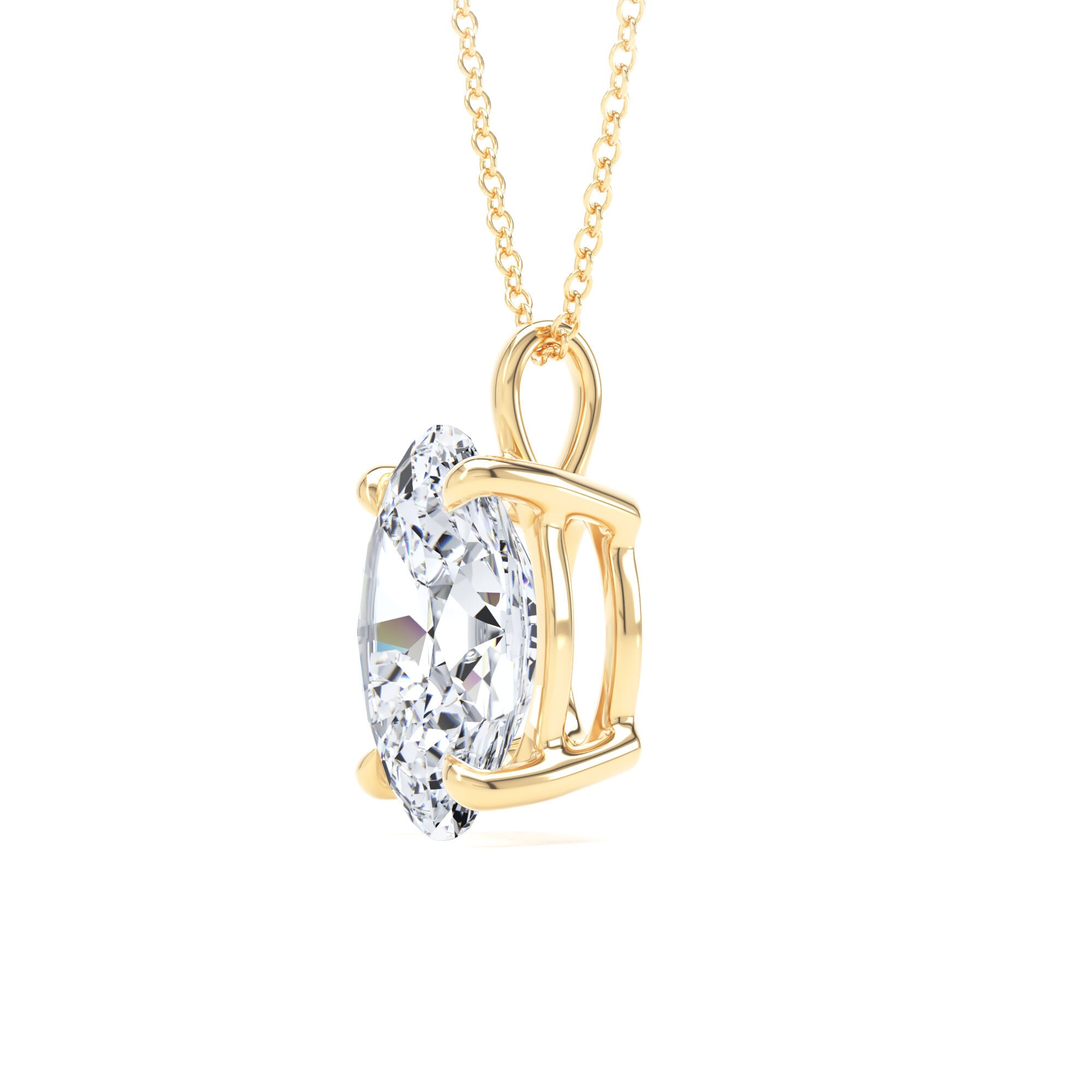Goldsmiths 18ct Yellow Gold 4.00cttw Oval Cut Solitaire Lab Grown Diamond Pendant Goldsmiths 18ct Yellow Gold 4.00cttw Oval Cut Solitaire Lab Grown Diamond Pendant