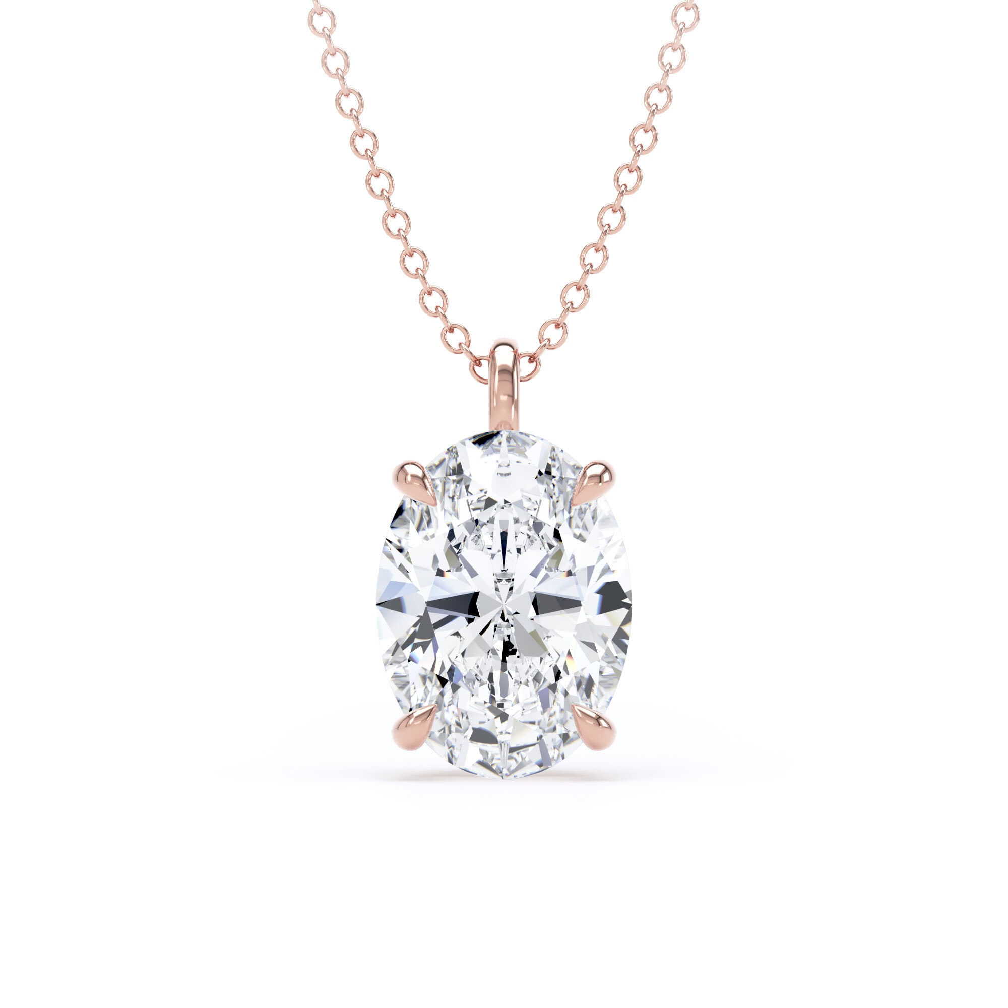 18ct Rose Gold 2.50cttw Oval Cut Solitaire Lab Grown Diamond Pendant