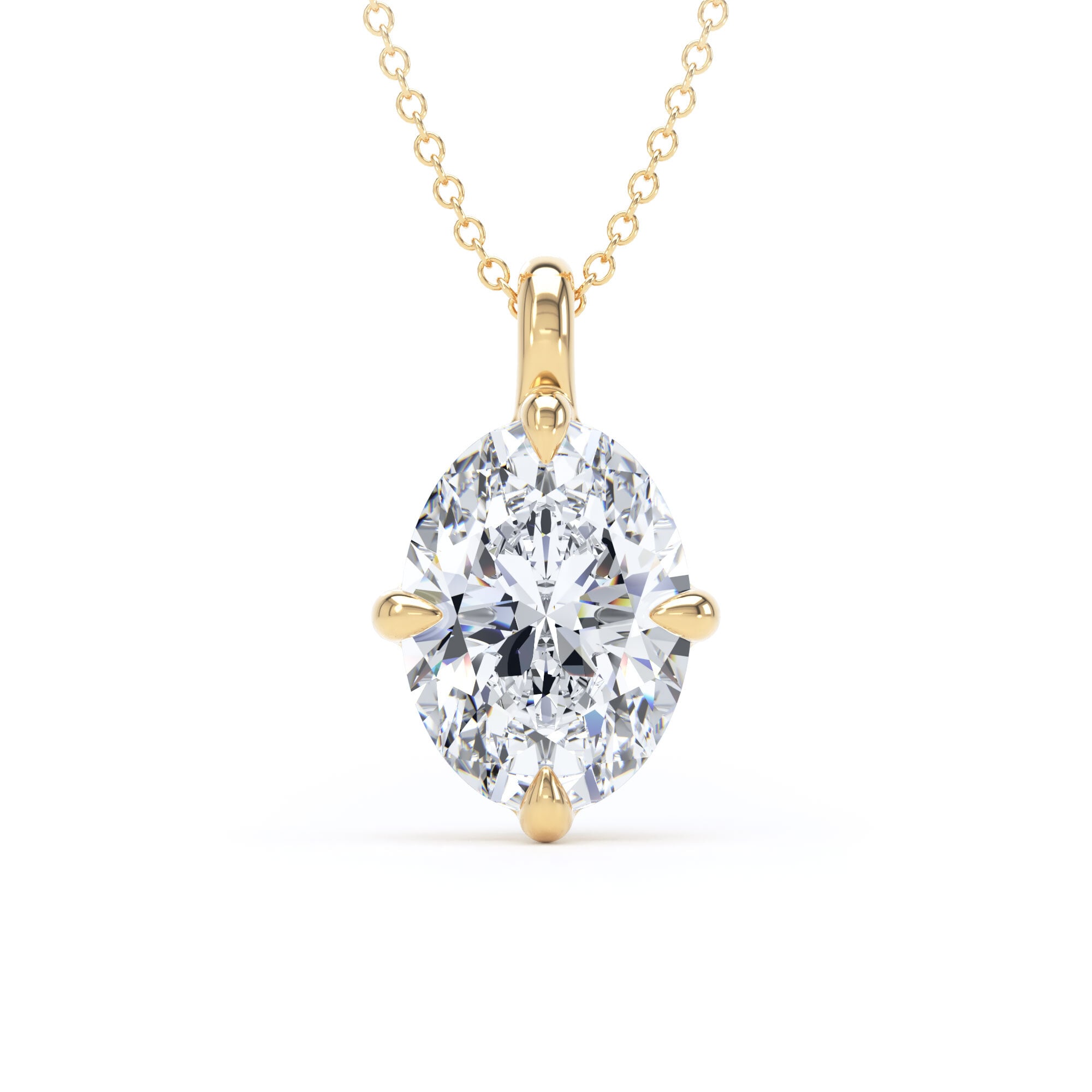 9ct Yellow Gold Compass Set 3.00cttw Oval Cut Lab Grown Diamond Pendant