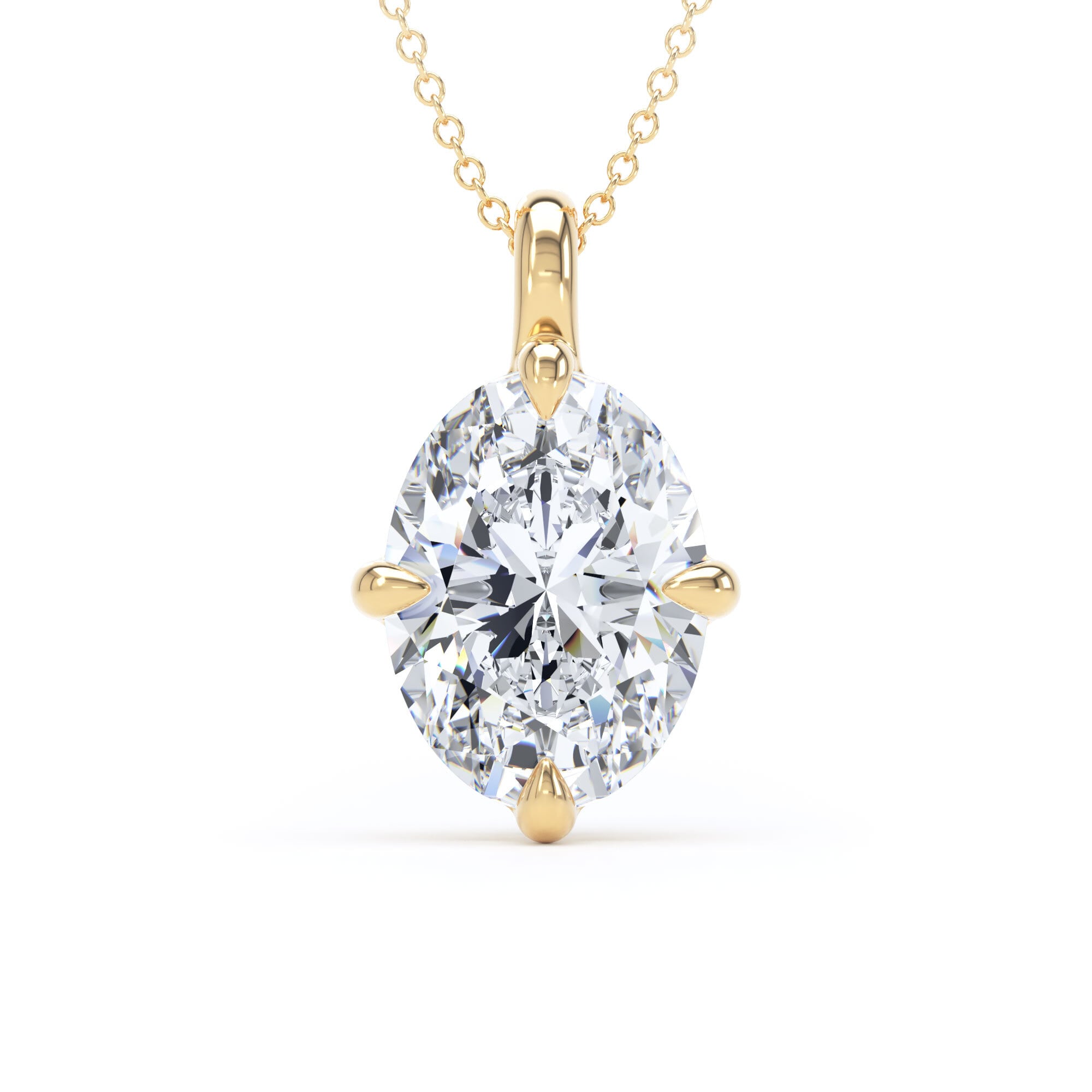 9ct Yellow Gold Compass Set 4.00cttw Oval Cut Lab Grown Diamond Pendant