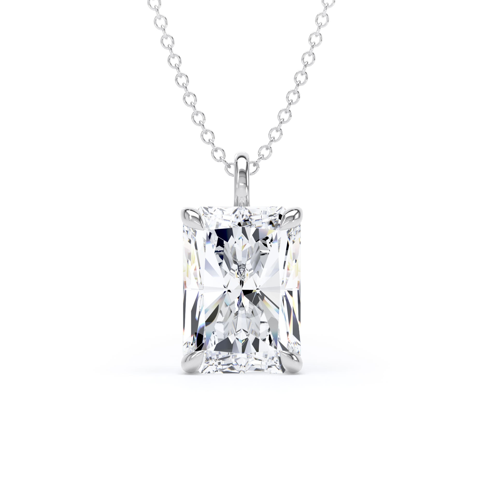 9ct White Gold 2.50cttw Radiant Cut Solitaire Lab Grown Diamond Pendant
