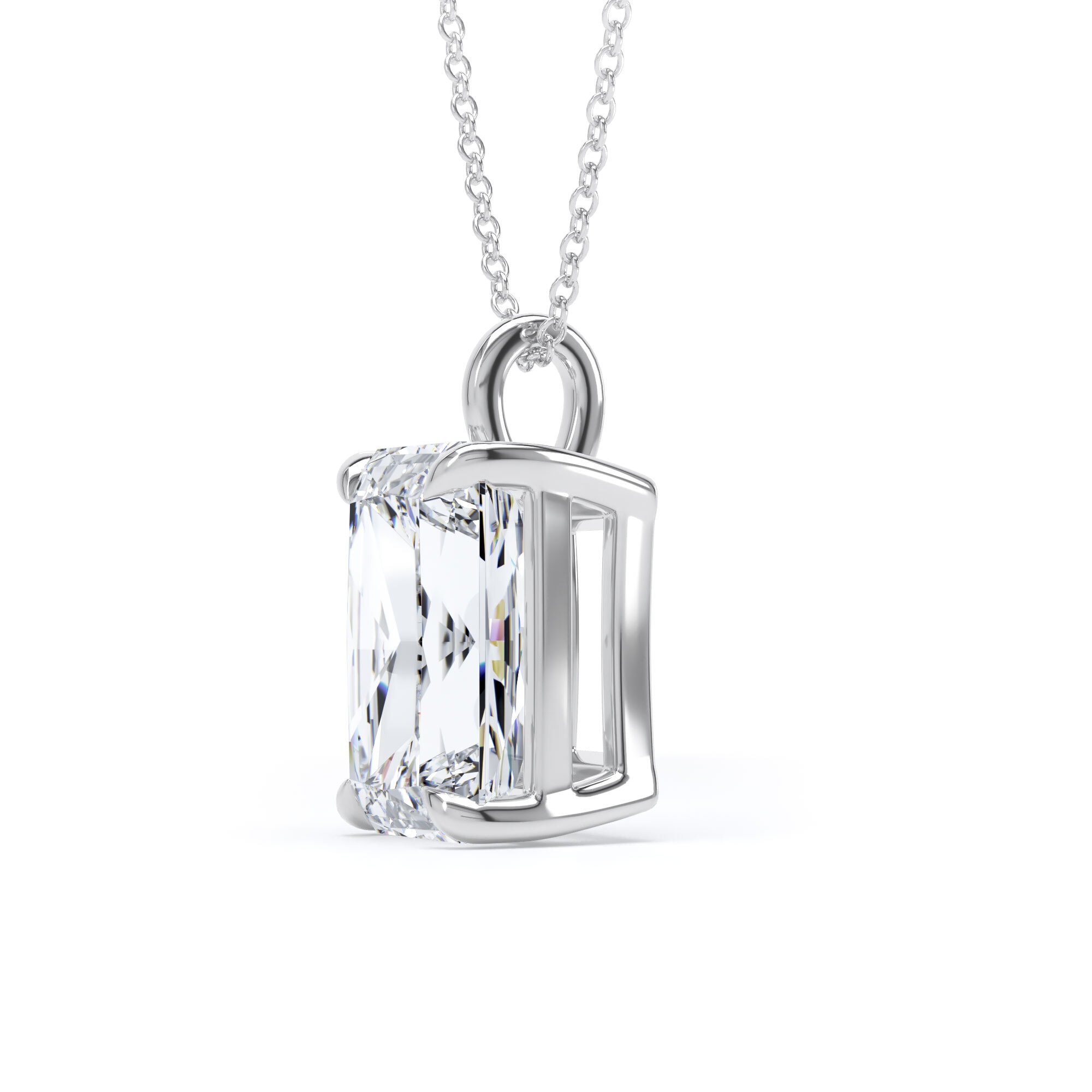 Goldsmiths 9ct White Gold 3.00cttw Radiant Cut Solitaire Lab Grown Diamond Pendant Goldsmiths 9ct White Gold 3.00cttw Radiant Cut Solitaire Lab Grown Diamond Pendant