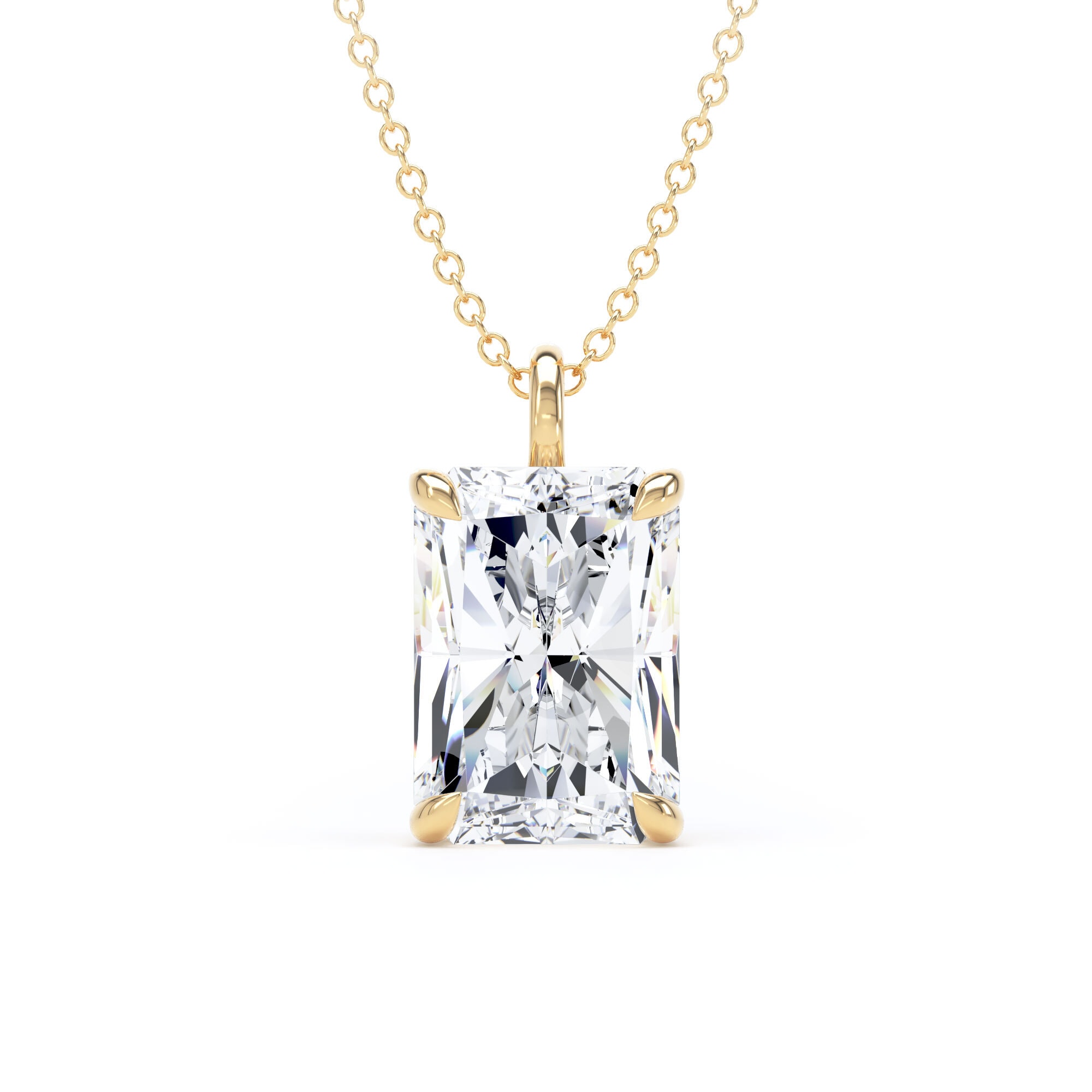 9ct Yellow Gold 2.50cttw Radiant Cut Solitaire Lab Grown Diamond Pendant