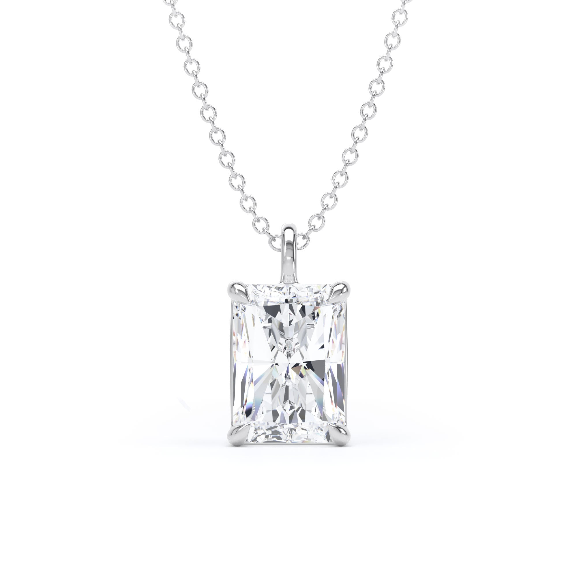 18ct White Gold 1.50cttw Radiant Cut Solitaire Lab Grown Diamond Pendant