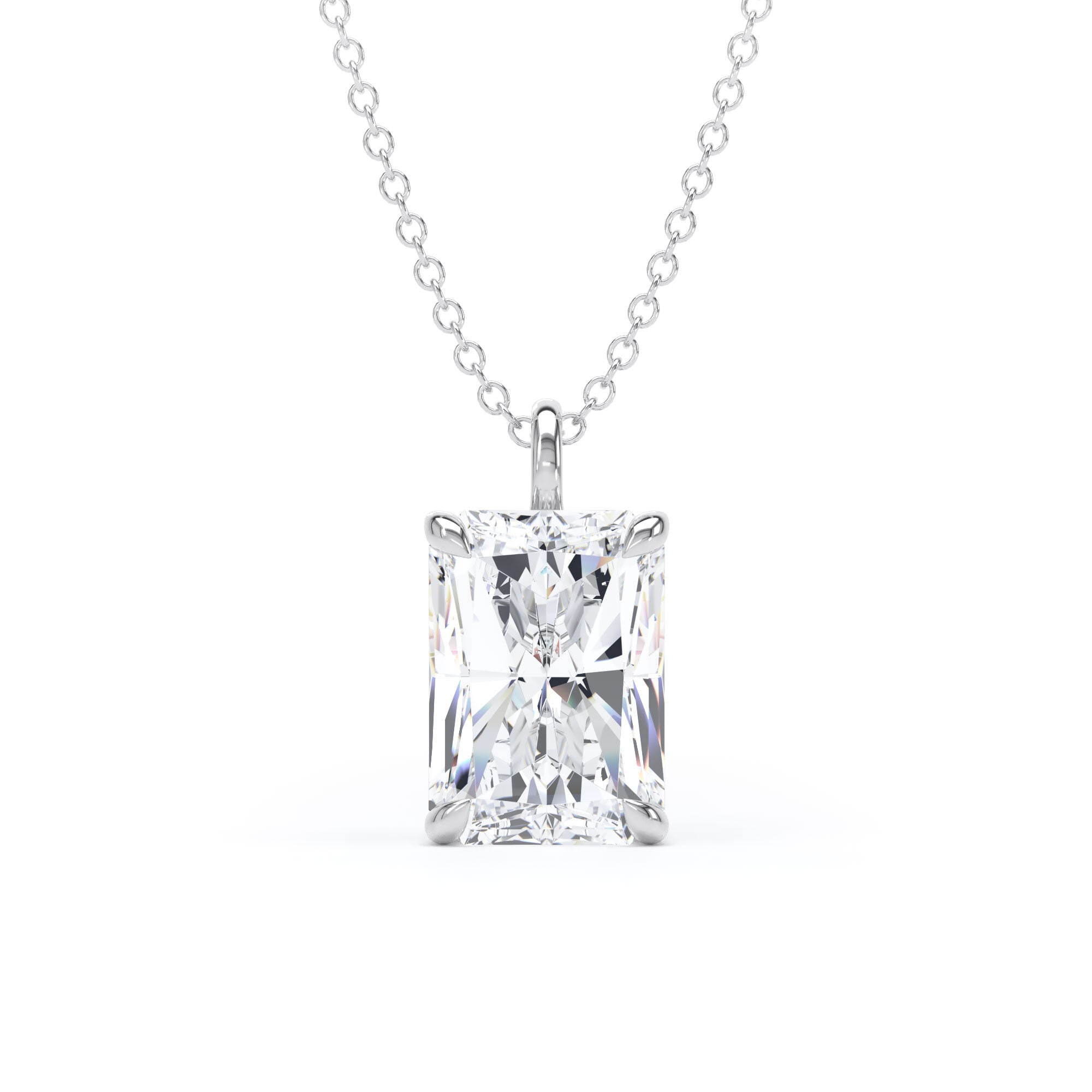 18ct White Gold 2.00cttw Radiant Cut Solitaire Lab Grown Diamond Pendant