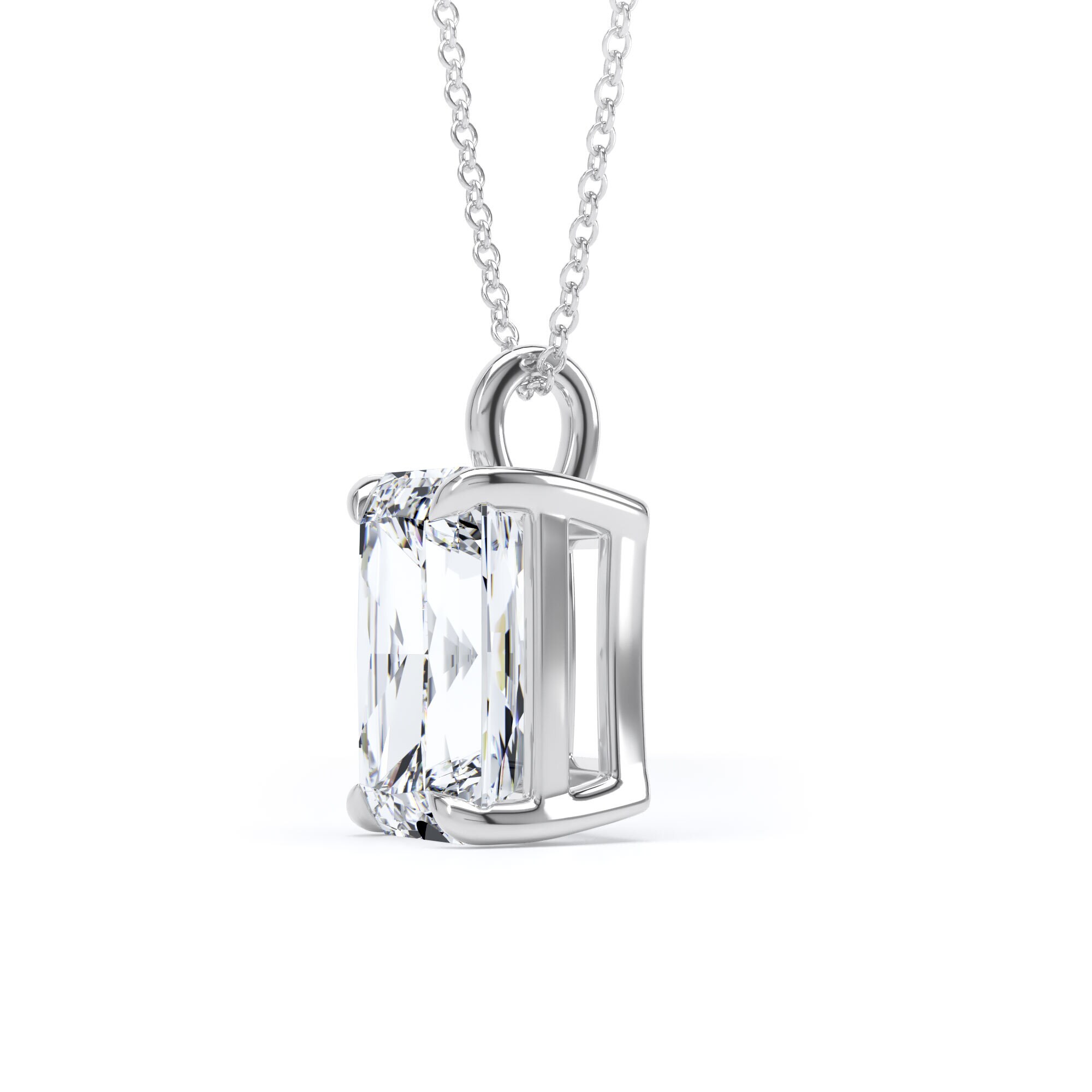 Goldsmiths 18ct White Gold 2.50cttw Radiant Cut Solitaire Lab Grown Diamond Pendant Goldsmiths 18ct White Gold 2.50cttw Radiant Cut Solitaire Lab Grown Diamond Pendant
